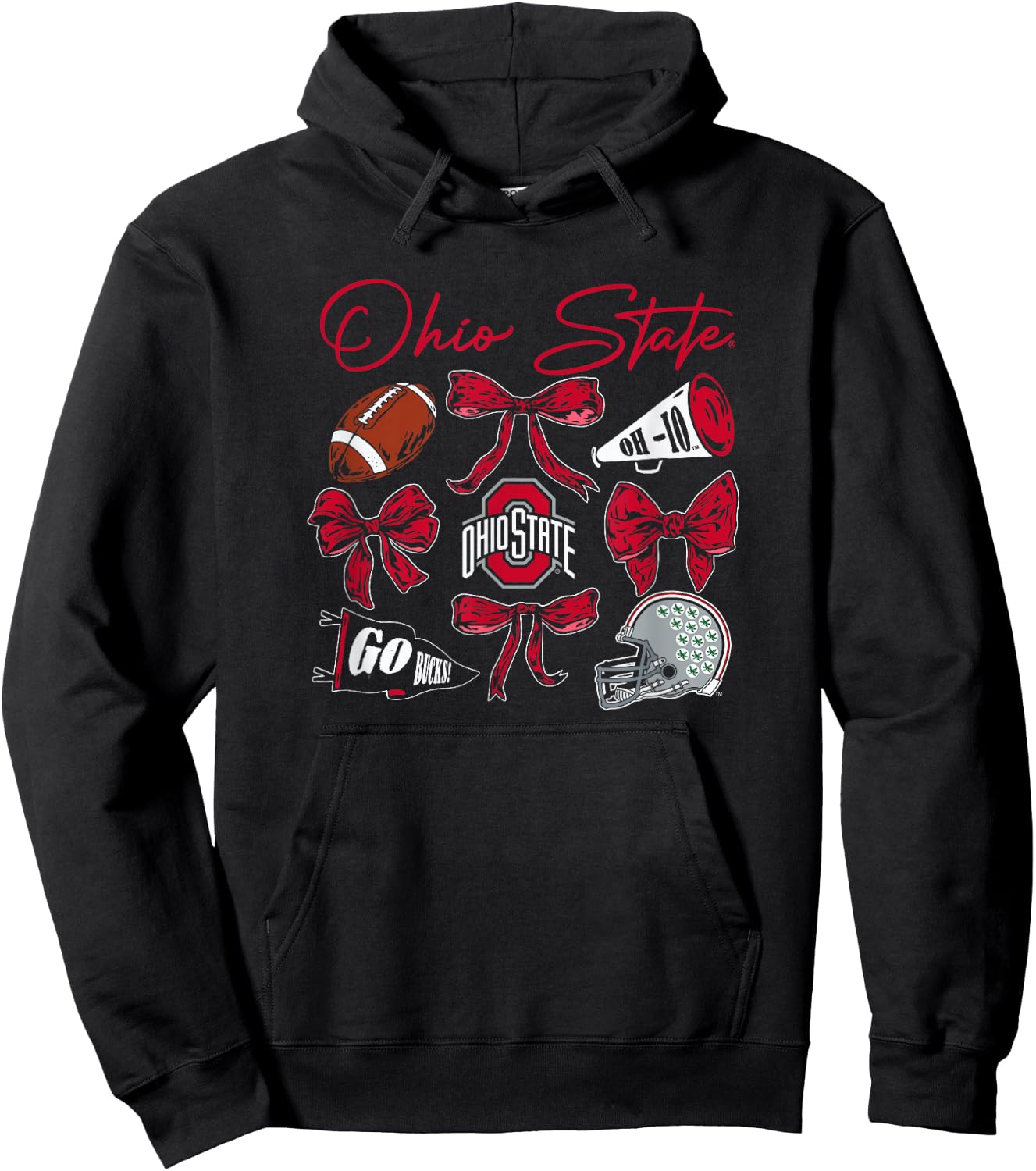 Ohio State Buckeyes Football Bows Black Officially Licensed Hoodie - Hoodie | Black