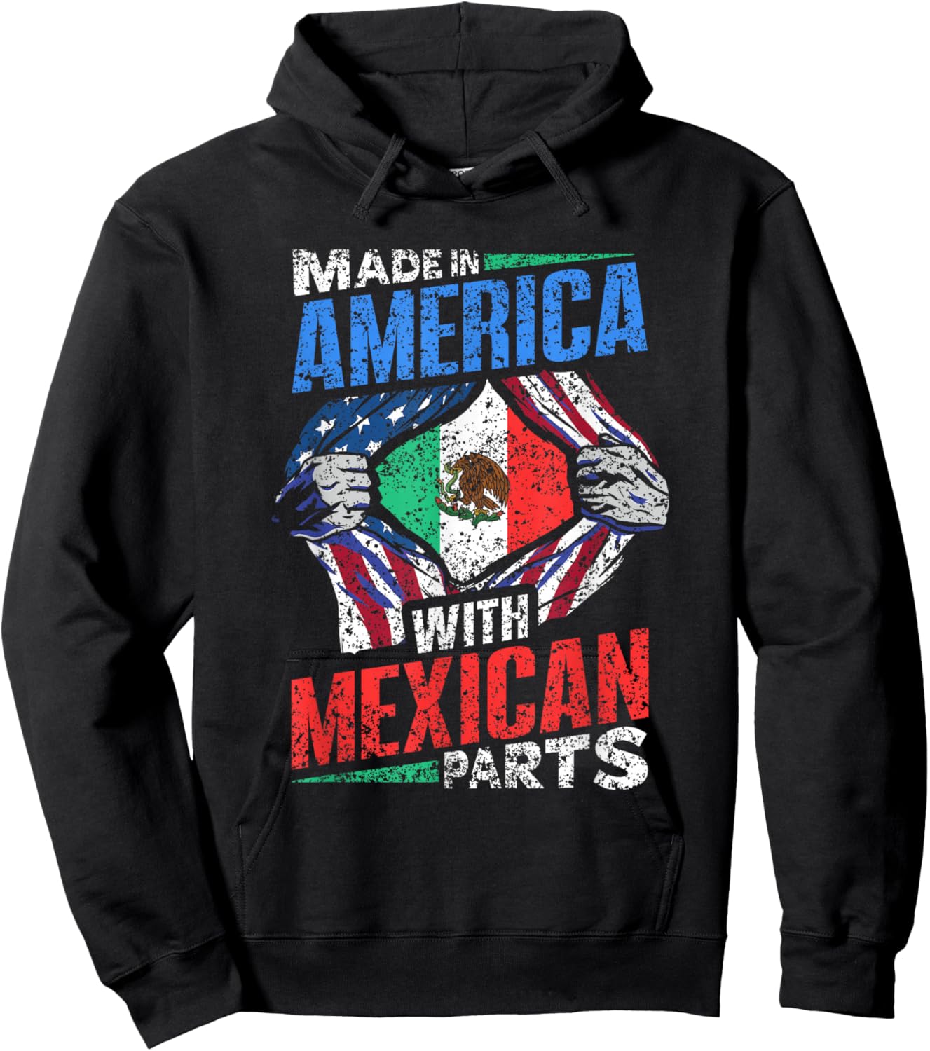 Made In America With Mexican Parts Country Lover Mexico Us Hoodie - Hoodie | Black