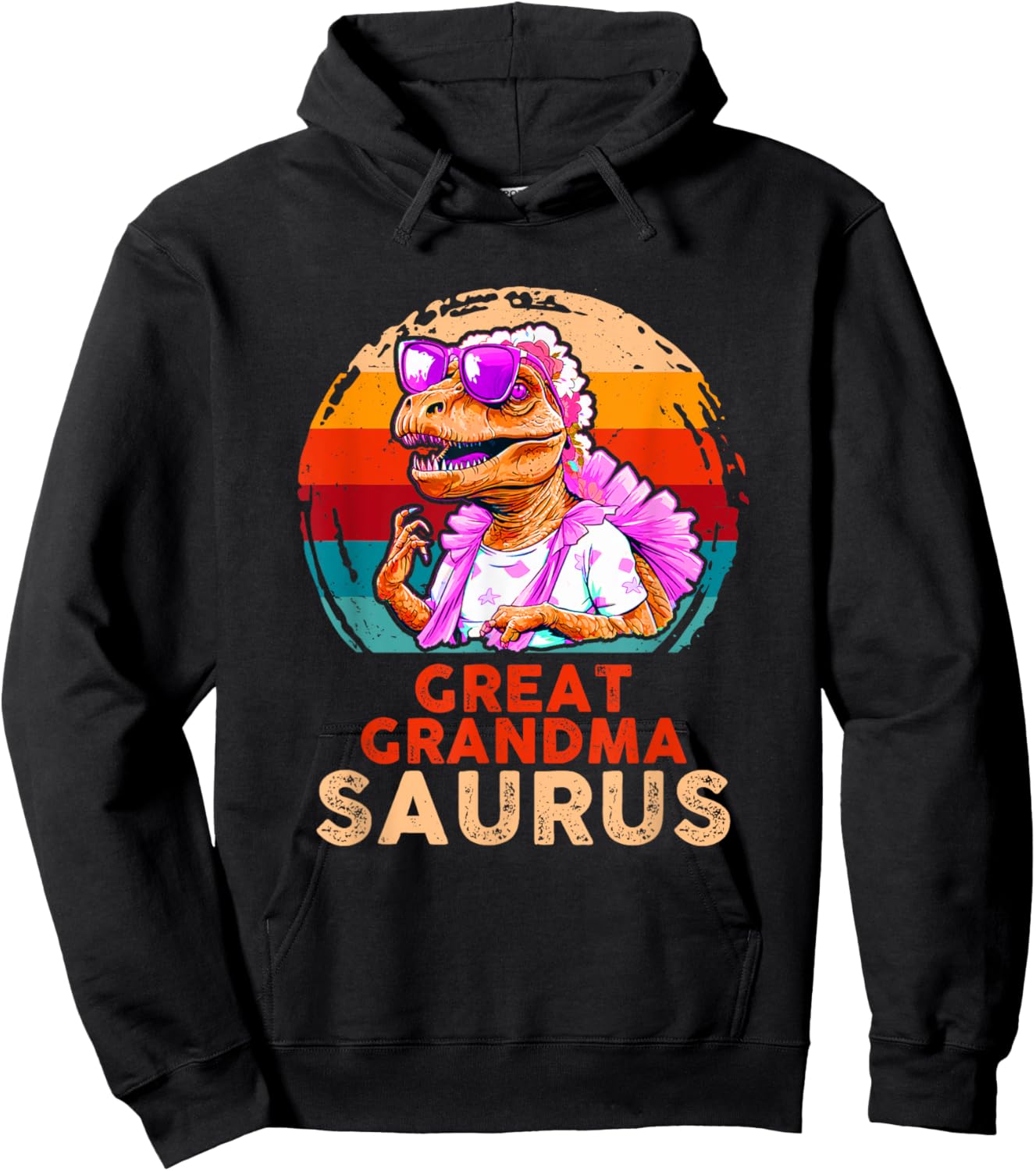 Funny Grandmasaurus Dinosaur Great Grandma Saurus Family Hoodie - Hoodie | Black