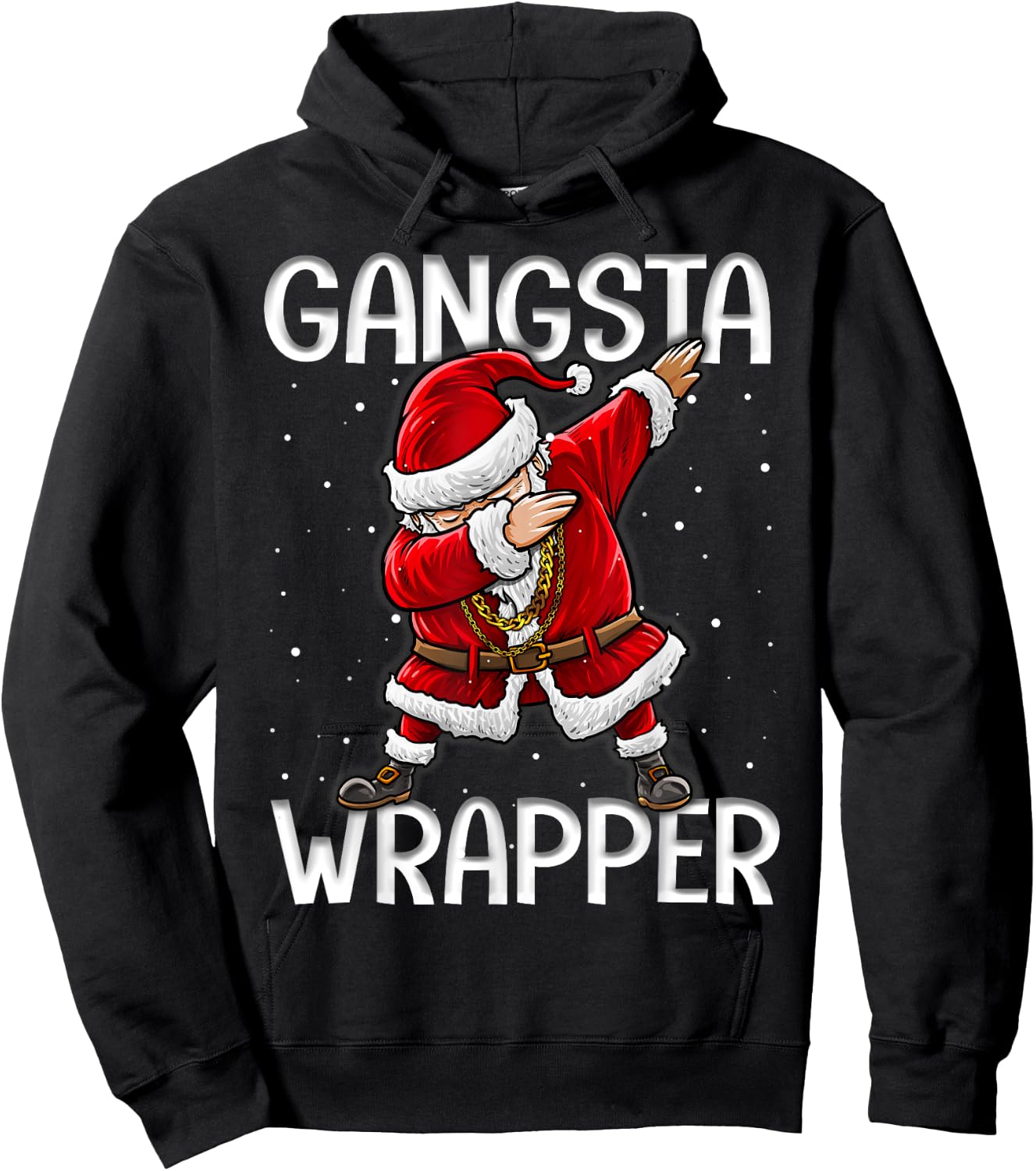 Gangsta Wrapper Funny Dabbing Santa Christmas Shirt Men Hoodie - Hoodie | Black