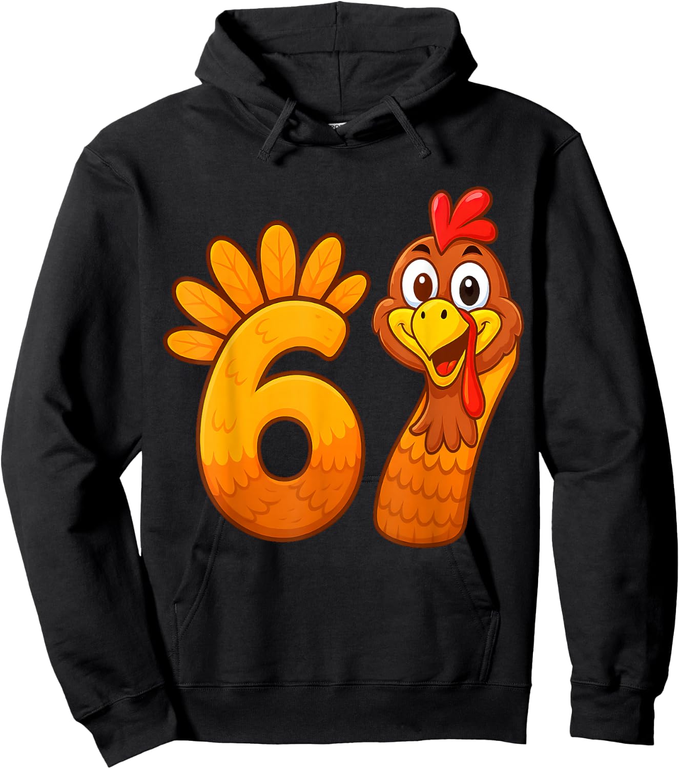 Funny 67 Thanksgiving Meme Turkey Six Seven Costume Boy Girl Hoodie - Hoodie | Black