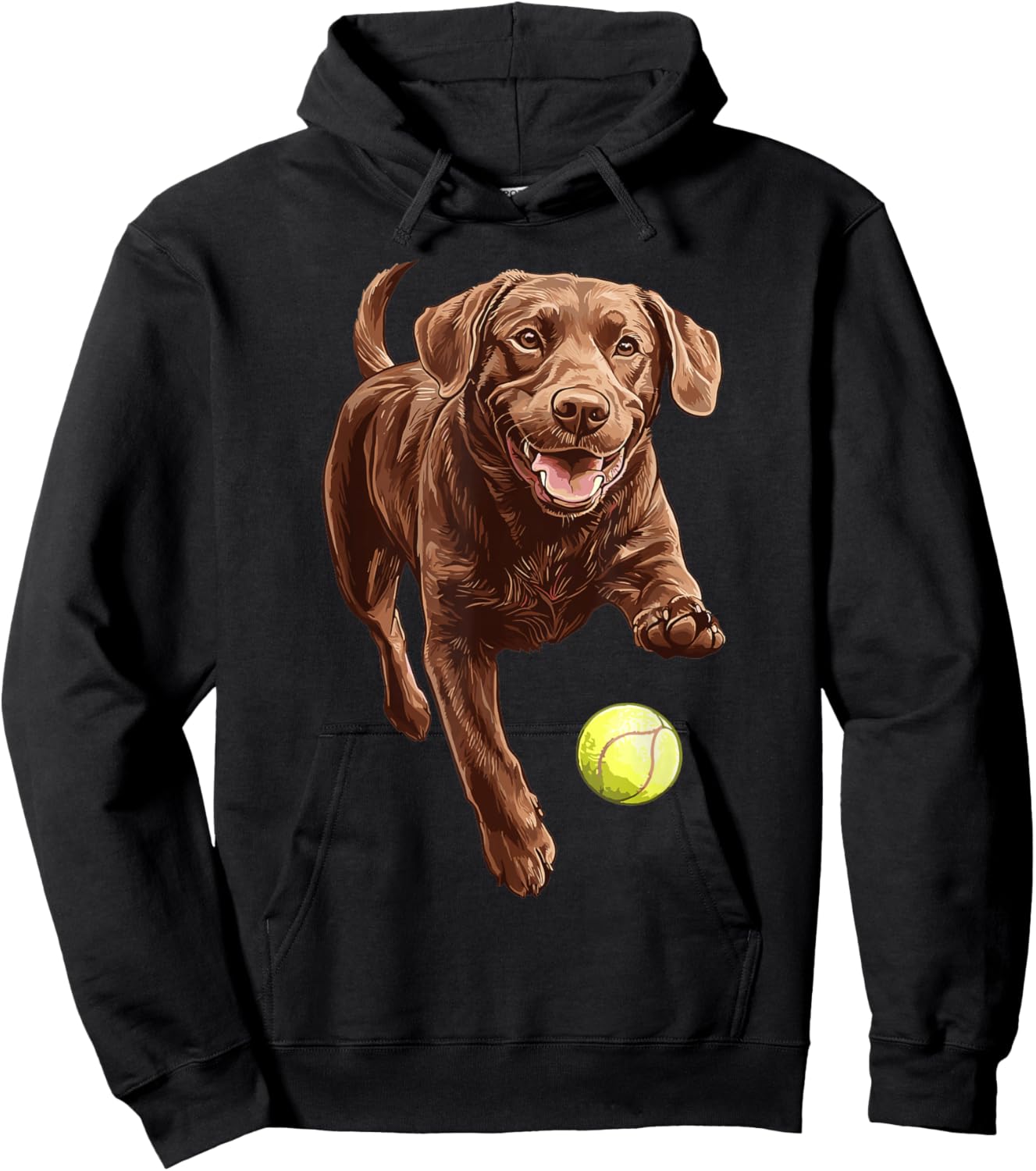Brown Labrador chasing ball Hoodie - Hoodie | Black