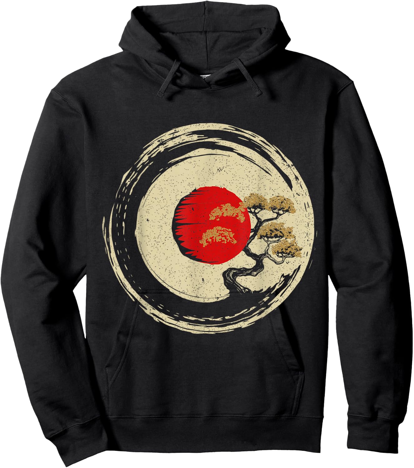 Bonsai Tree In Japanese Zen Buddhist Enso Circle Hoodie - Hoodie | Black