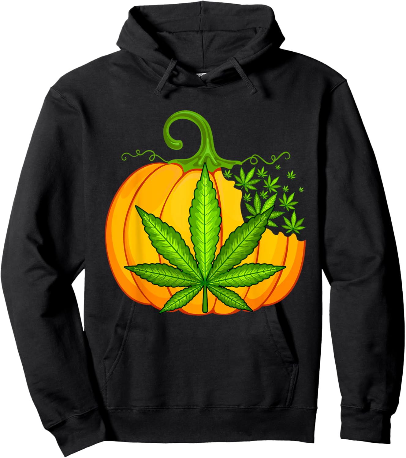 Funny Thanksgiving Halloween Weed Marijuana Pumpkin Hoodie - Hoodie | Black