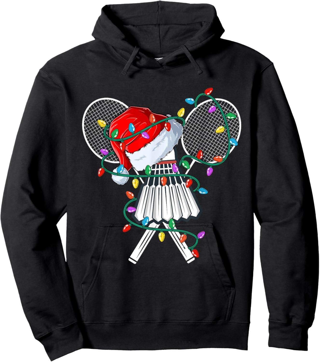 Christmas Badminton Xmas Santa Sports Hat Kids Hoodie - Hoodie | Black