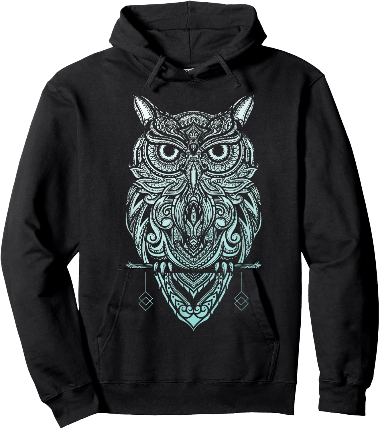 Owl Shirt - Bohemian Henna Style Owls, Boho Owl Hoodie - Hoodie | Black
