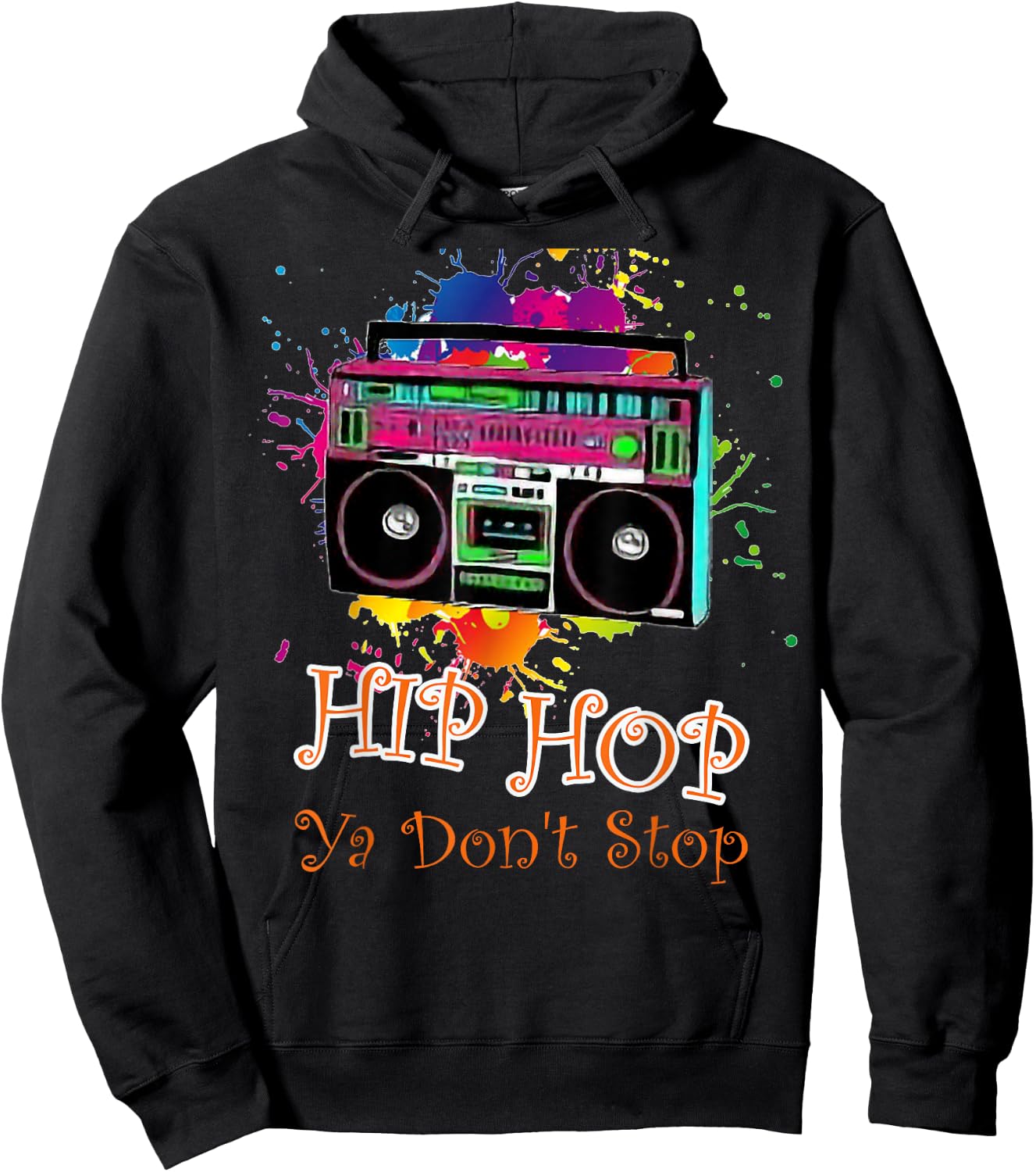 Hip Hop Boombox 80s Rap Jambox Hoodie - Hoodie | Black