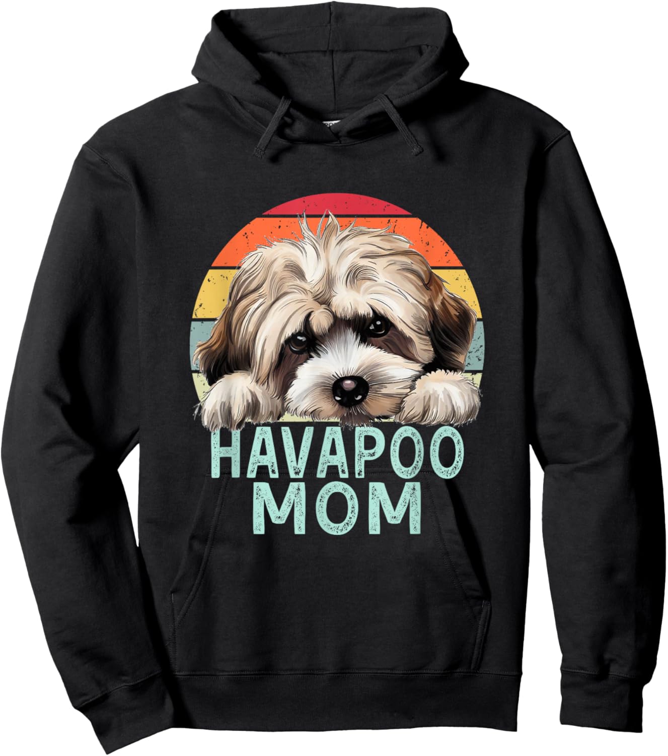 Havapoo Dog Mom Retro Vintage Funny My Dogs Are My Cardio Hoodie - Hoodie | Black