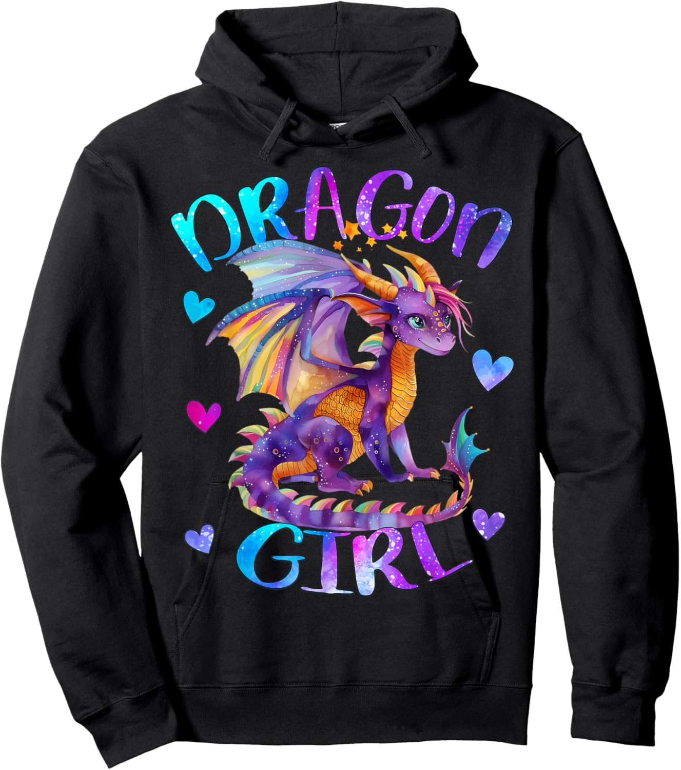 Dragon Girl Rainbow Dragon Just a girl Who Loves Dragons Hoodie - Hoodie | Black