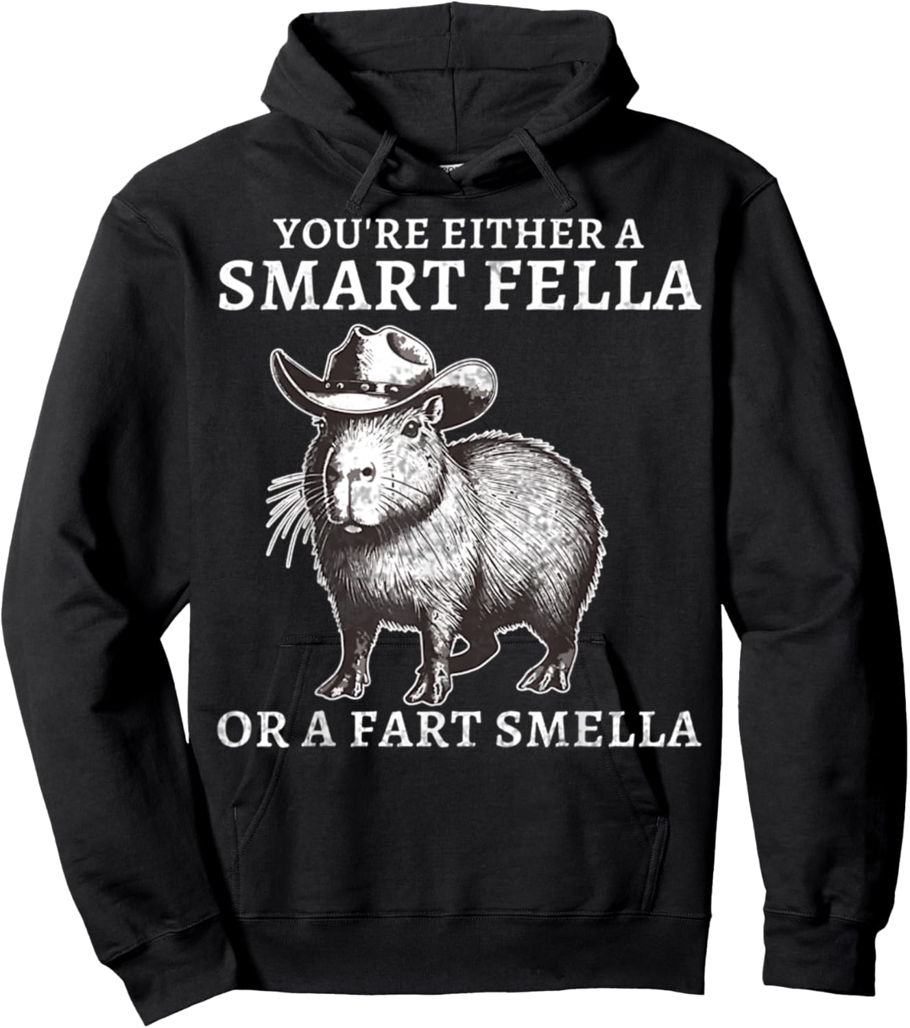 You're Either A Smart Fella Or A Fart Smella Funny Capybara Hoodie - Hoodie | Black