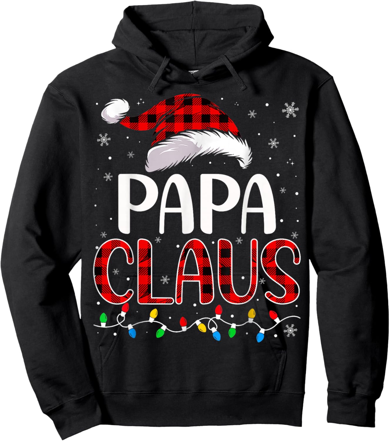 Papa claus christmas lights matching family xmas pajama Hoodie - Hoodie | Black