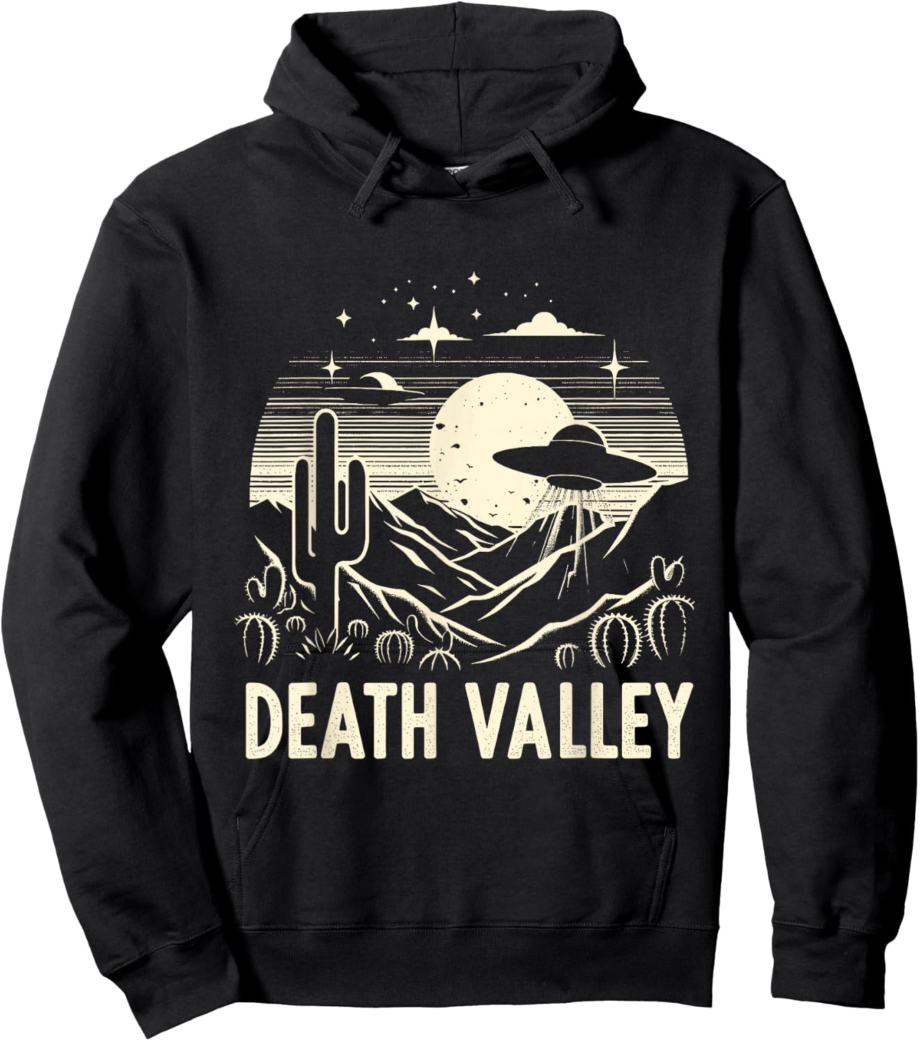 Death Valley National Park Souvenir Desert UFO Cactus Hoodie - Hoodie | Black