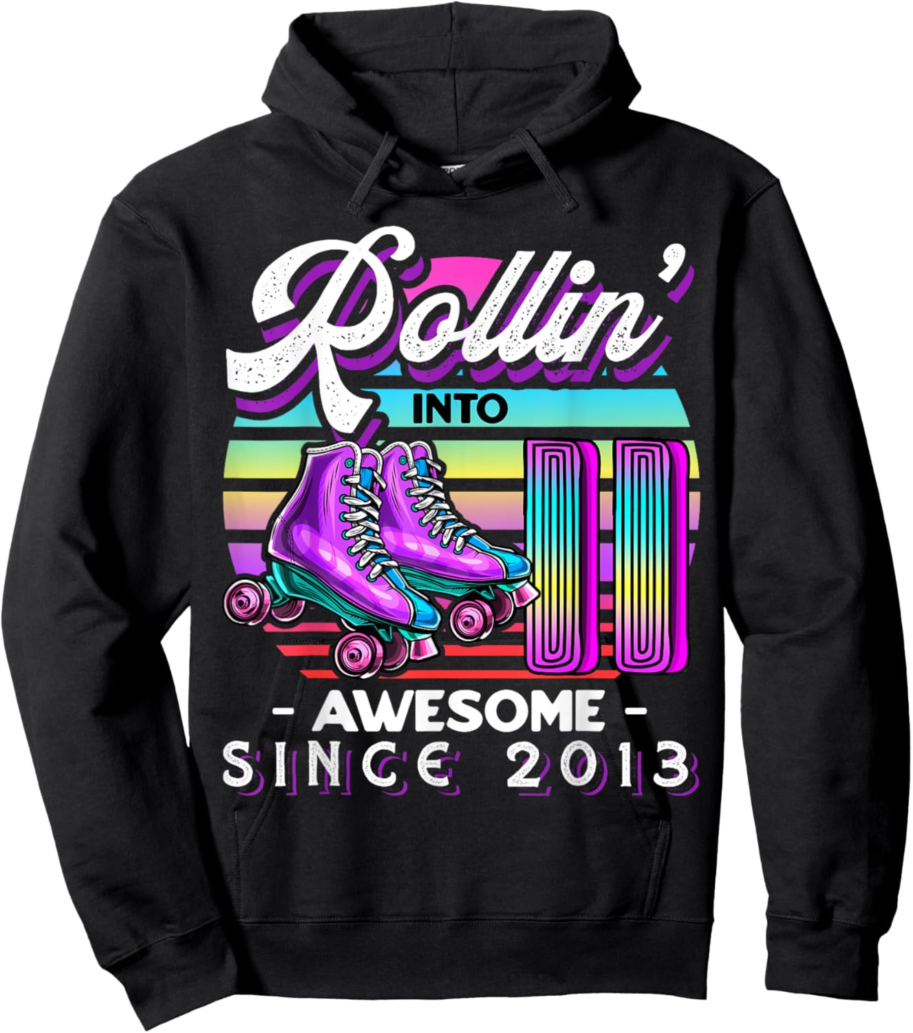 Roller Skating 11th Birthday Girls Rollin 11 Awesome 2013 Hoodie - Hoodie | Black
