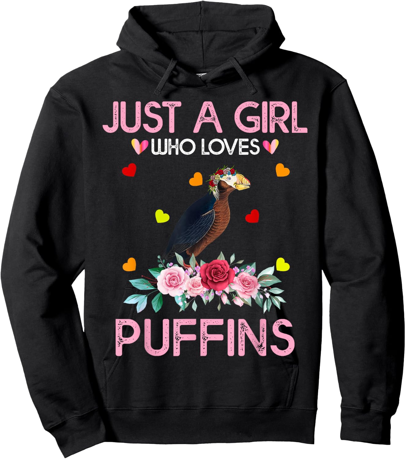 Puffin Kids Gift Just A Girl Who Loves Puffins Hoodie - Hoodie | Black