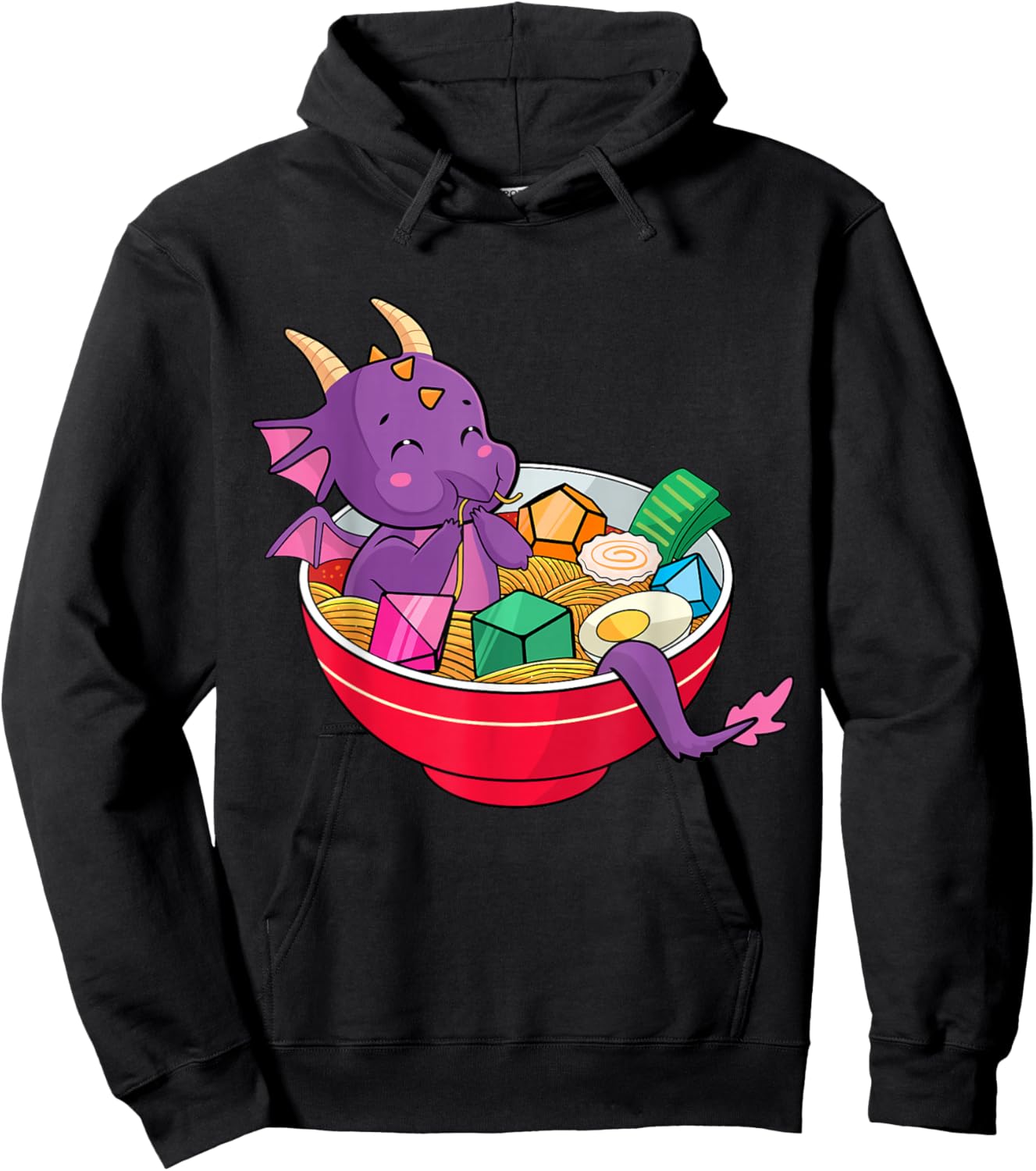 Dragon In Ramen Bowl D20 Dice RPG TTRPG Nerdy Gamer Women Hoodie - Hoodie | Black