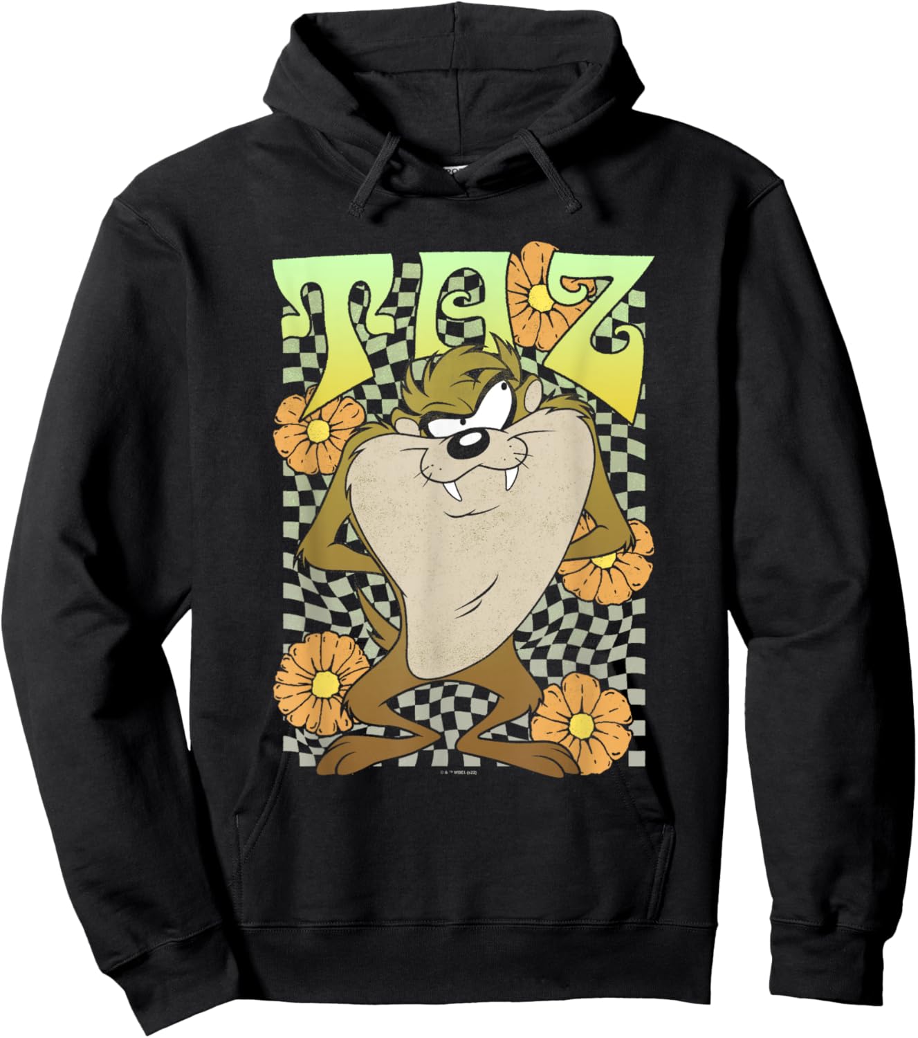 Looney Tunes Taz Groovy Retro Floral Portrait Hoodie - Hoodie | Black
