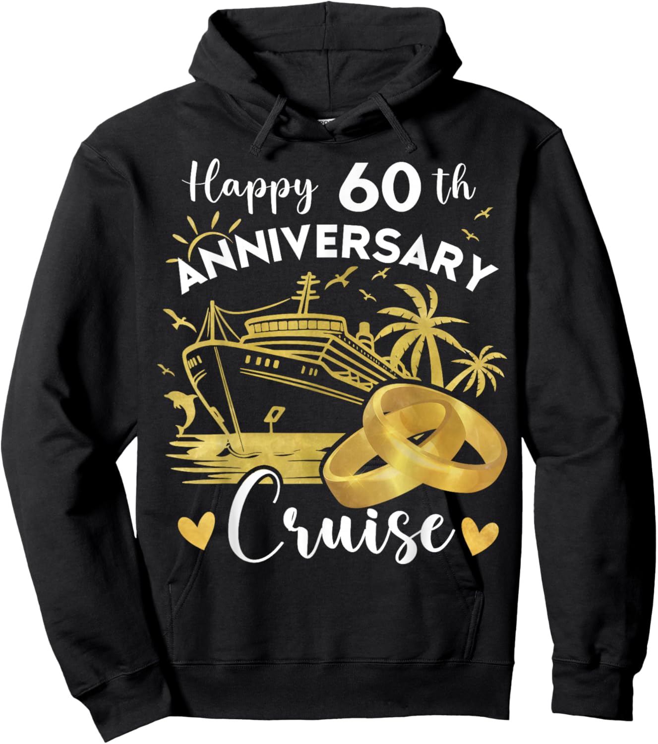 Happy 60th Anniversary Cruise Diamond Wedding Cruise Hoodie - Hoodie | Black