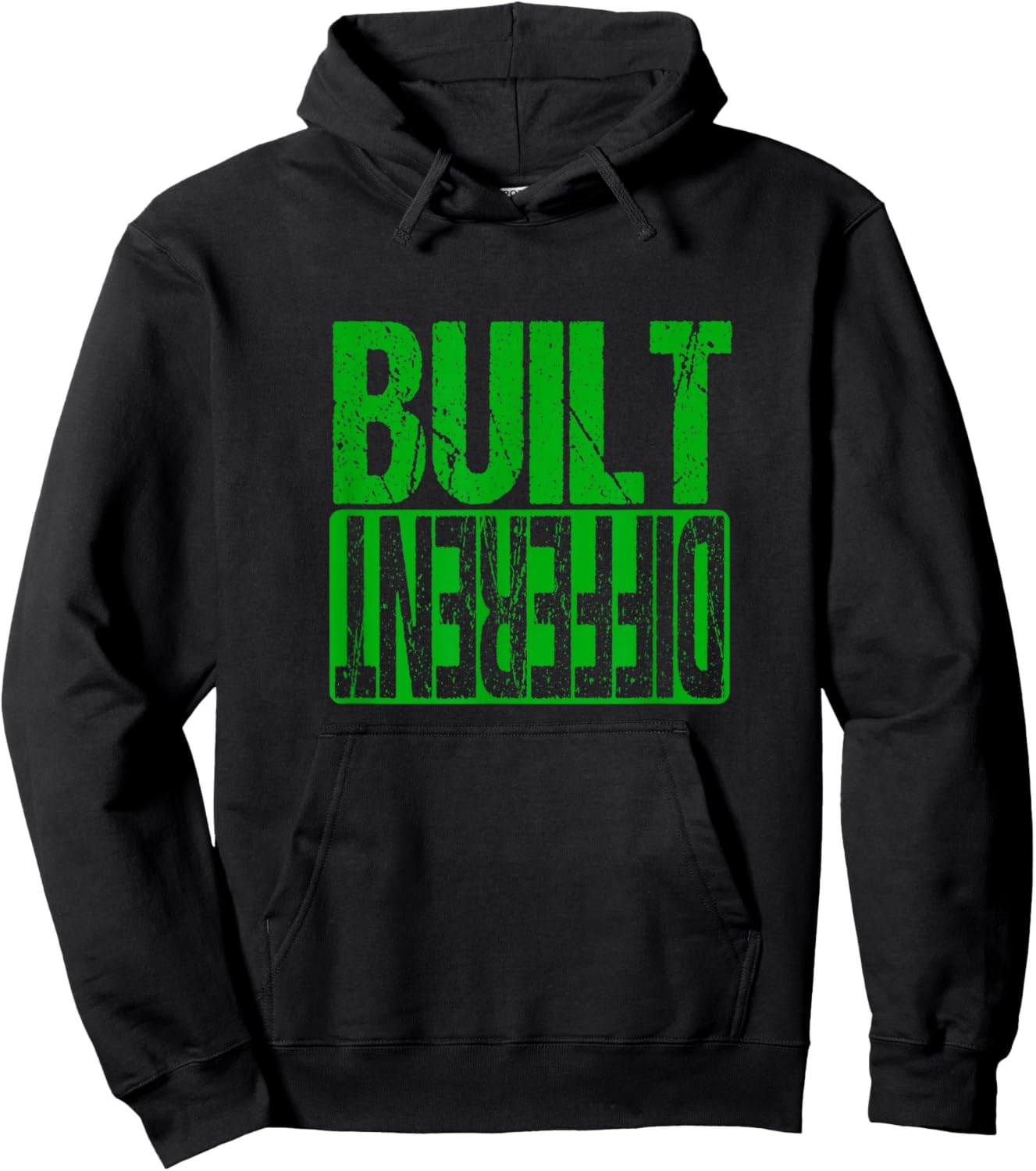 Green Built Different Green Color Graphic Kelly Green Hoodie - Hoodie | Black