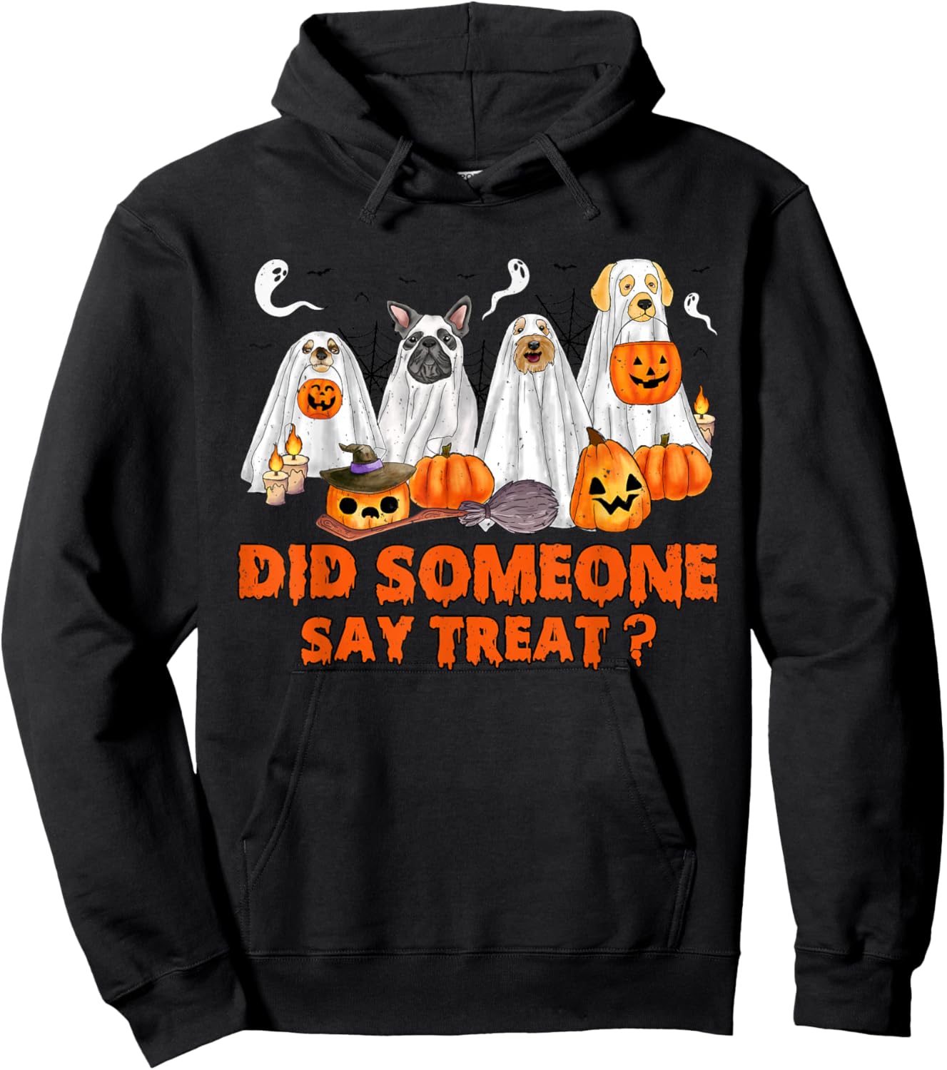 Halloween Ghost Dogs Did Someone Say Treat Ghost Dog Boo Hoodie - Hoodie | Black