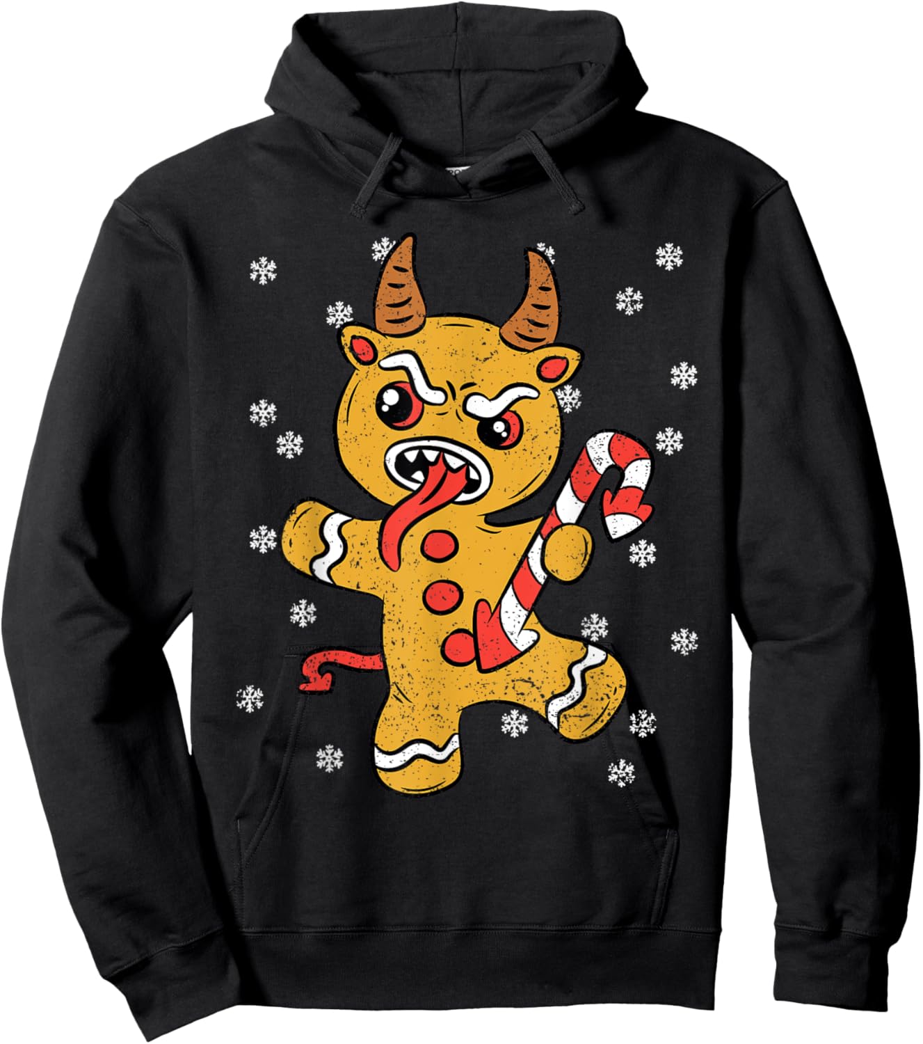 Gingerbread Man Krampus Christmas Pajama X-mas Candy Cane Hoodie - Hoodie | Black