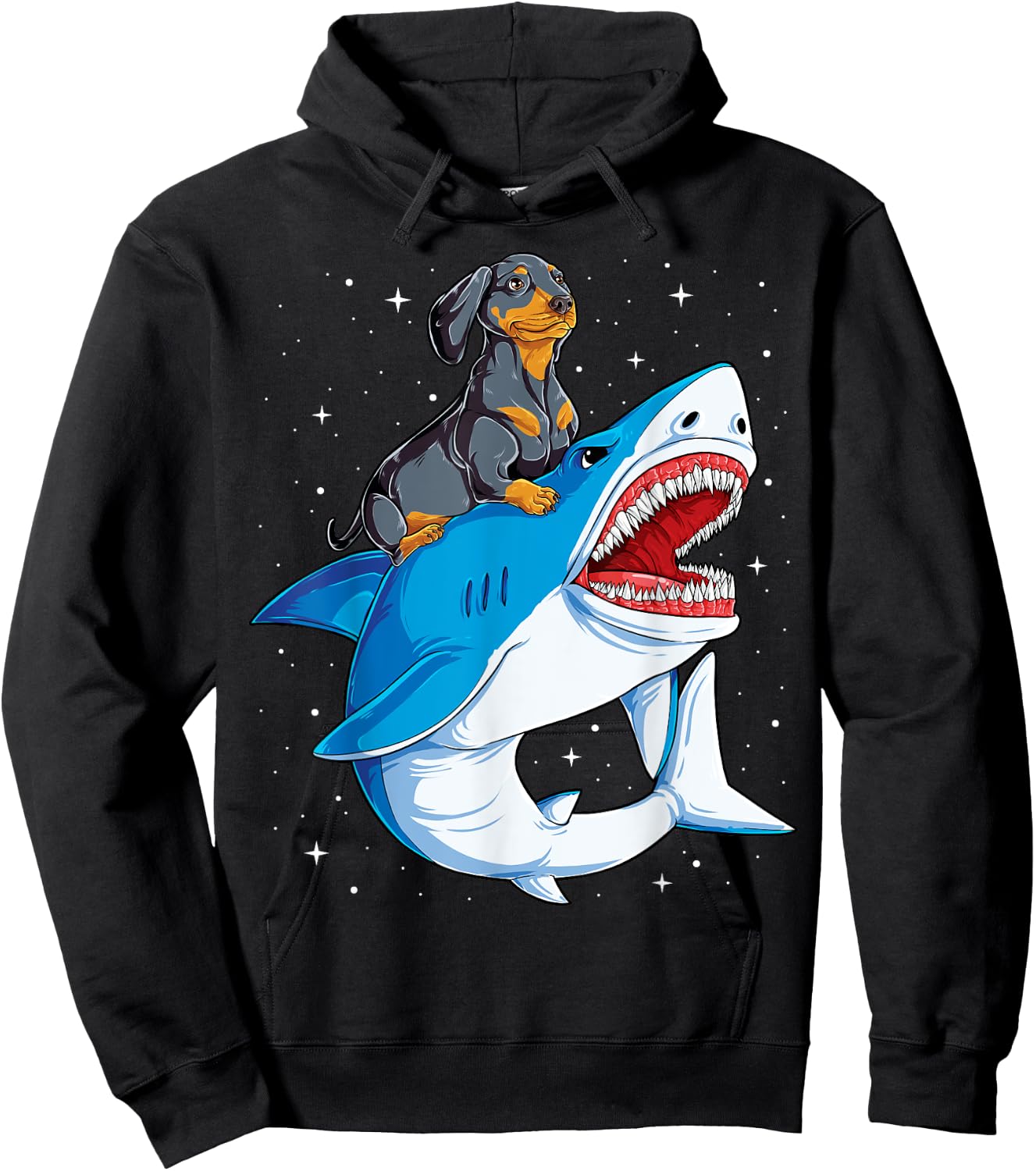 Dachshund Shark Kids Boys Men Space Galaxy Jawsome Gifts Hoodie - Hoodie | Black