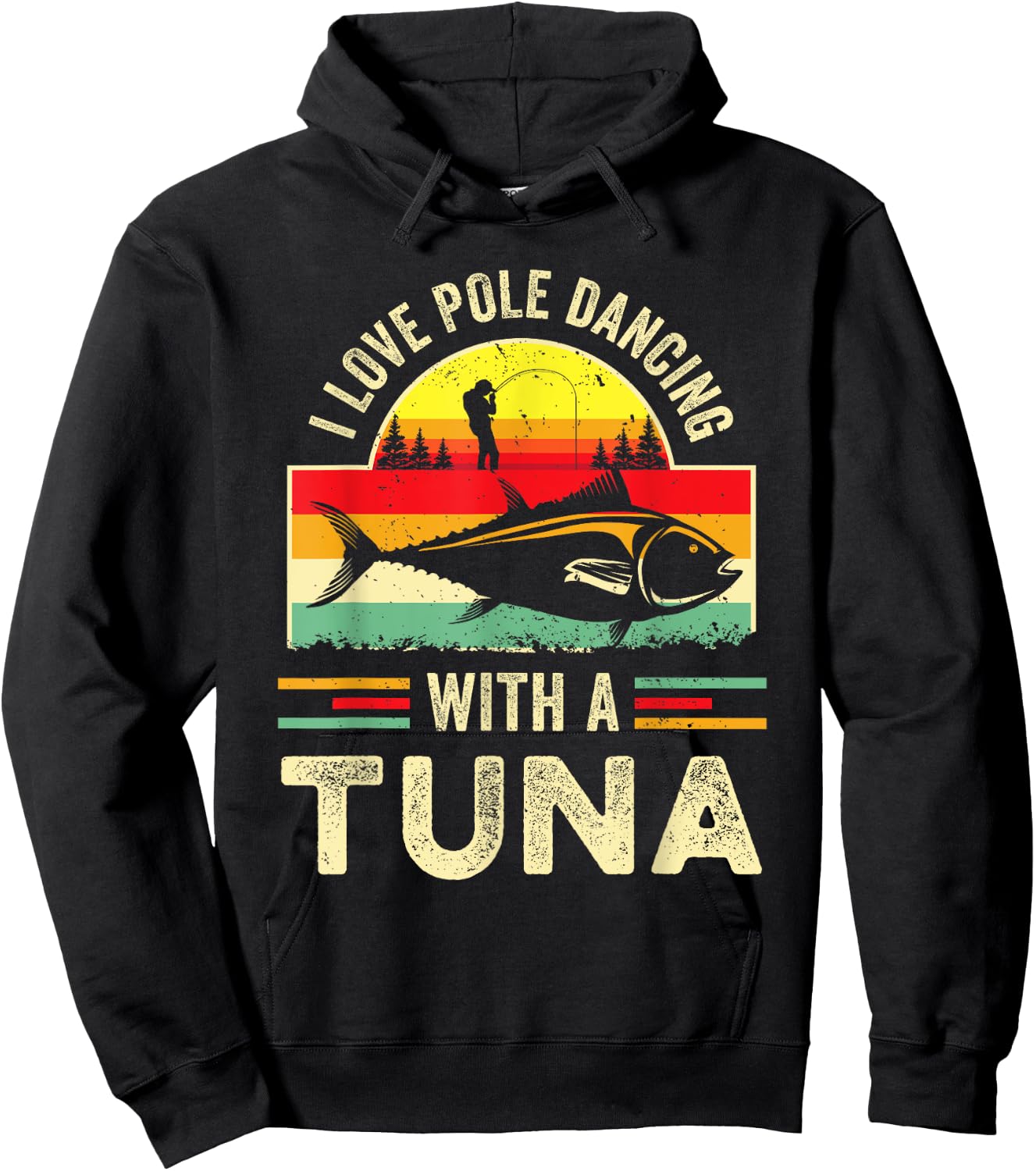 Funny Tuna Fisherman Gag Gift Deep Sea Fishing Joke Fish Pun Hoodie - Hoodie | Black