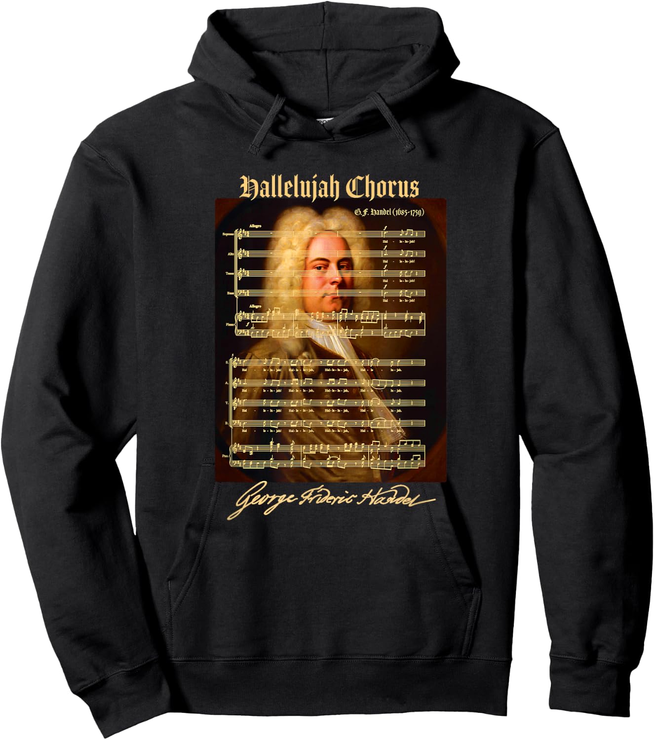 Hallelujah Chorus Sheet Music Design for Singers, Musicians Hoodie - Hoodie | Black