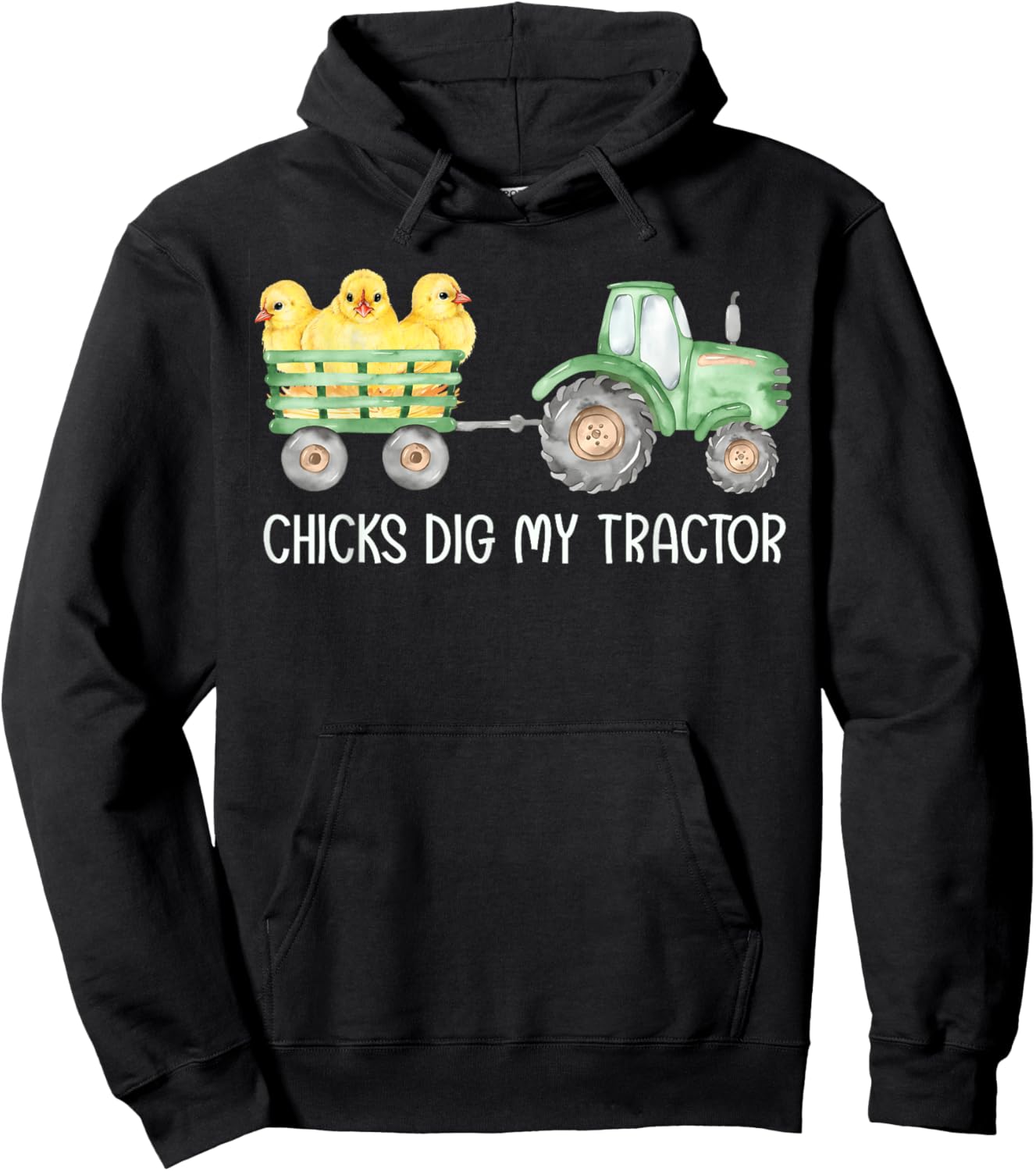 Chicks Dig My Tractor Chicken Easter Day Famer Egg Hunting Hoodie - Hoodie | Black