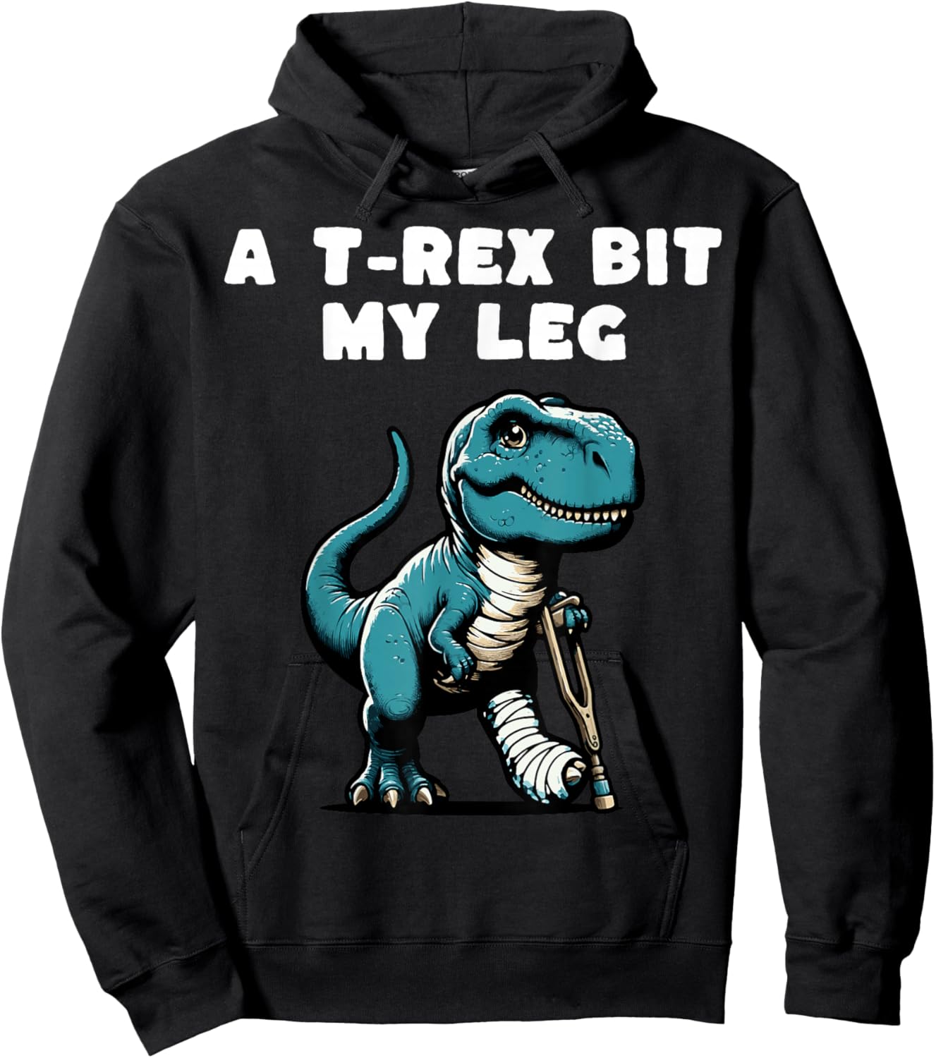 Broken Leg Recovery Kids Boys Dinosaur Hoodie - Hoodie | Black