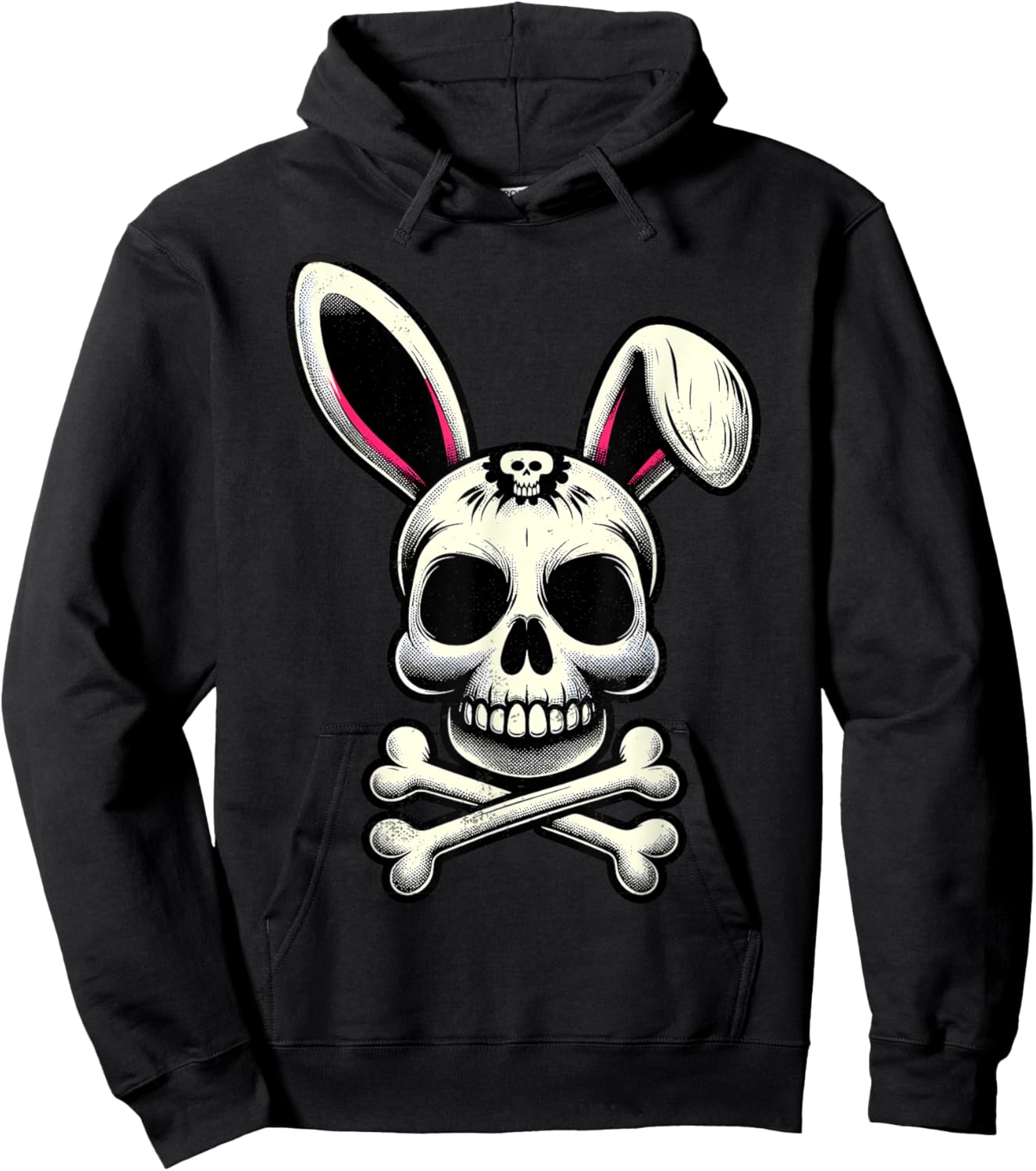 Vintage Scary Skull And Crossbones Bad Rabbit Horror Bunny Hoodie - Hoodie | Black