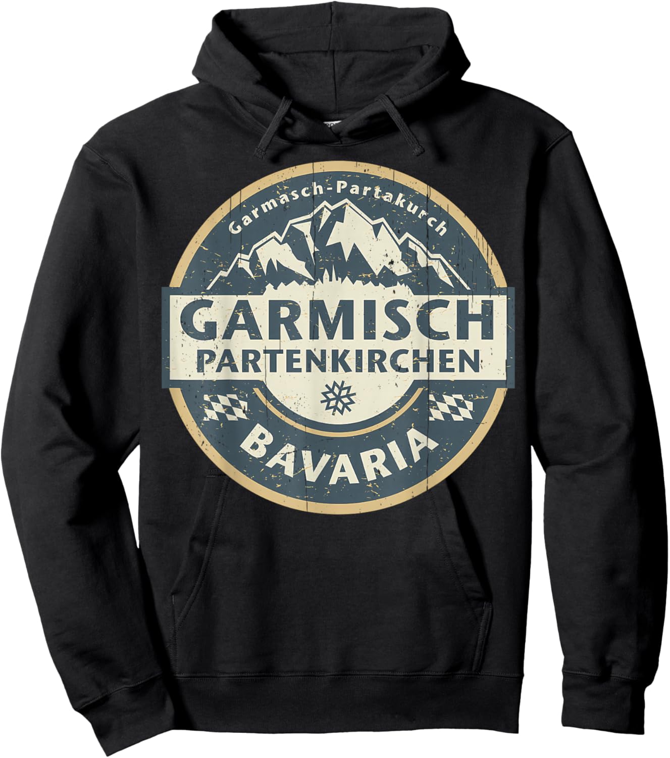 Vintage Garmisch-Partenkirchen, Bavaria, Germany Mountain Hoodie - Hoodie | Black