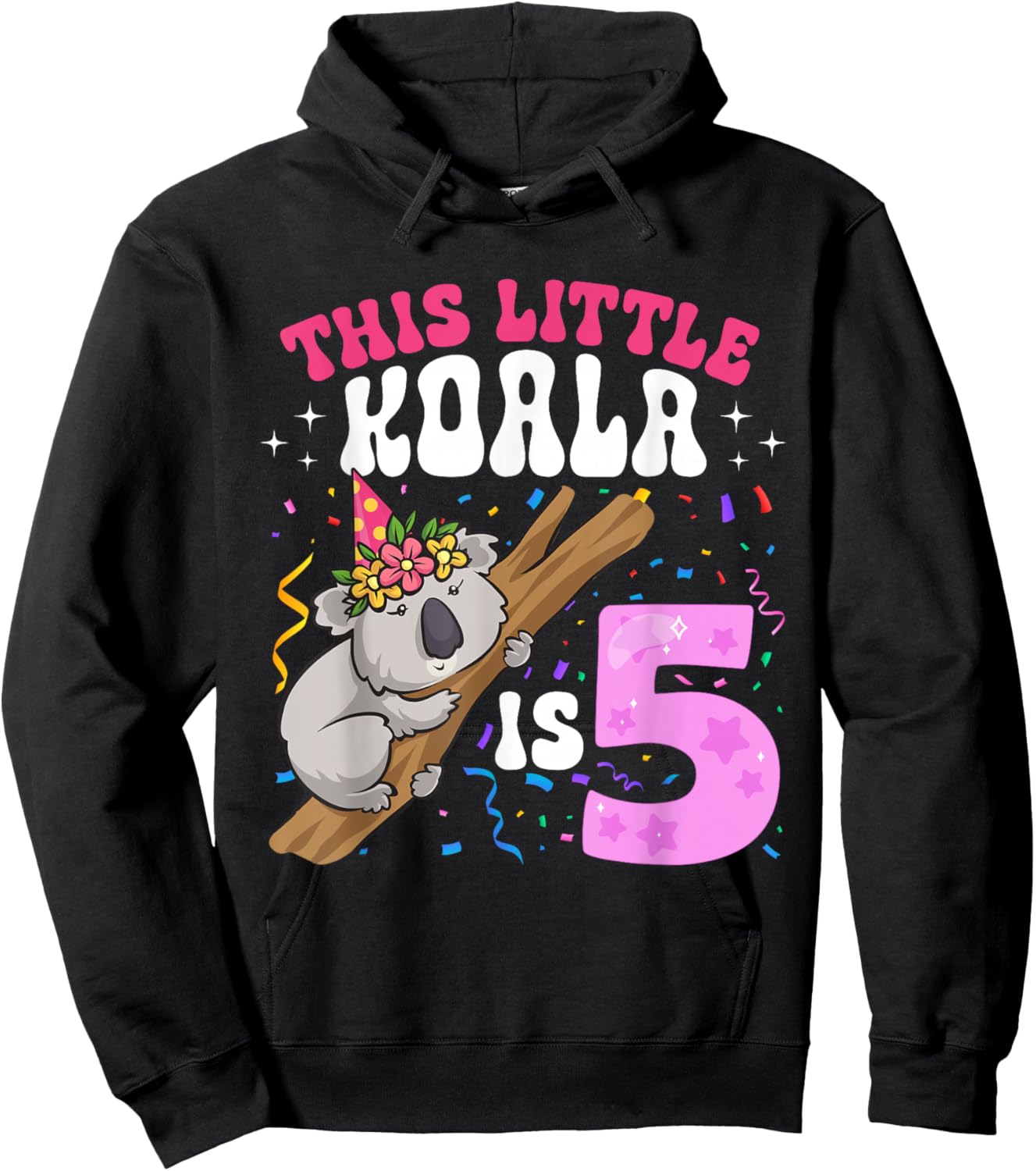 This Little Koala Is 5 Years Old 5th Birthday Koala Girl Hoodie - Hoodie | Black