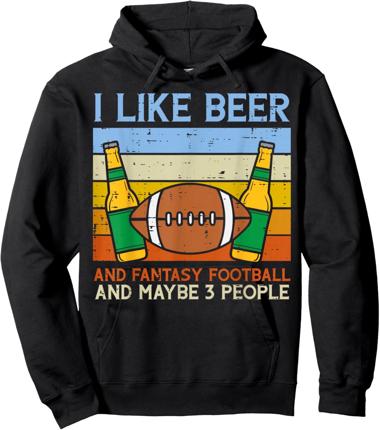 I Like Fantasy Football 3 People Funny Draft Party Dad Men Hoodie - Hoodie | Black