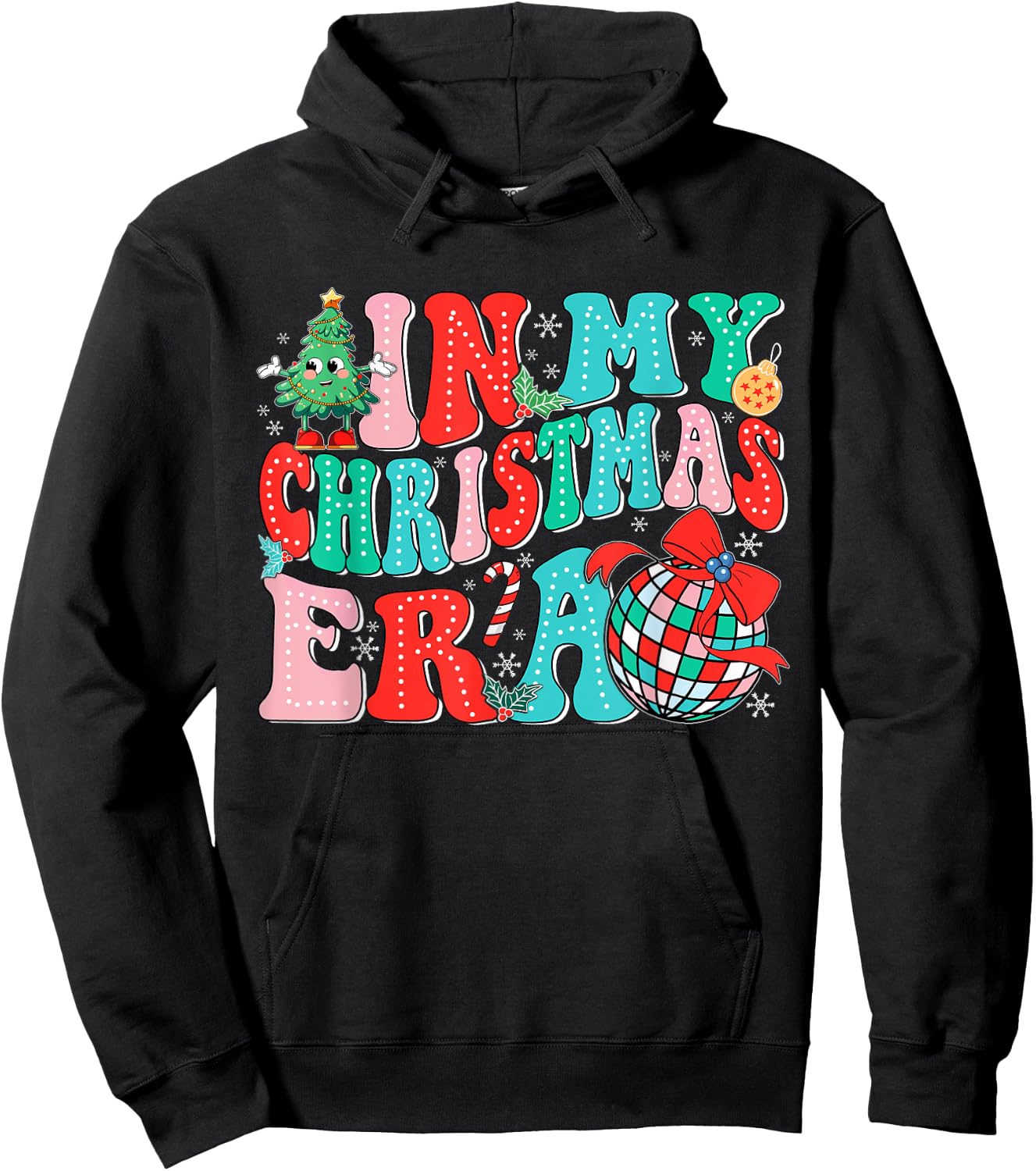 In My Christmas Era Retro Groovy Christmas Holiday Xmas Hoodie - Hoodie | Black