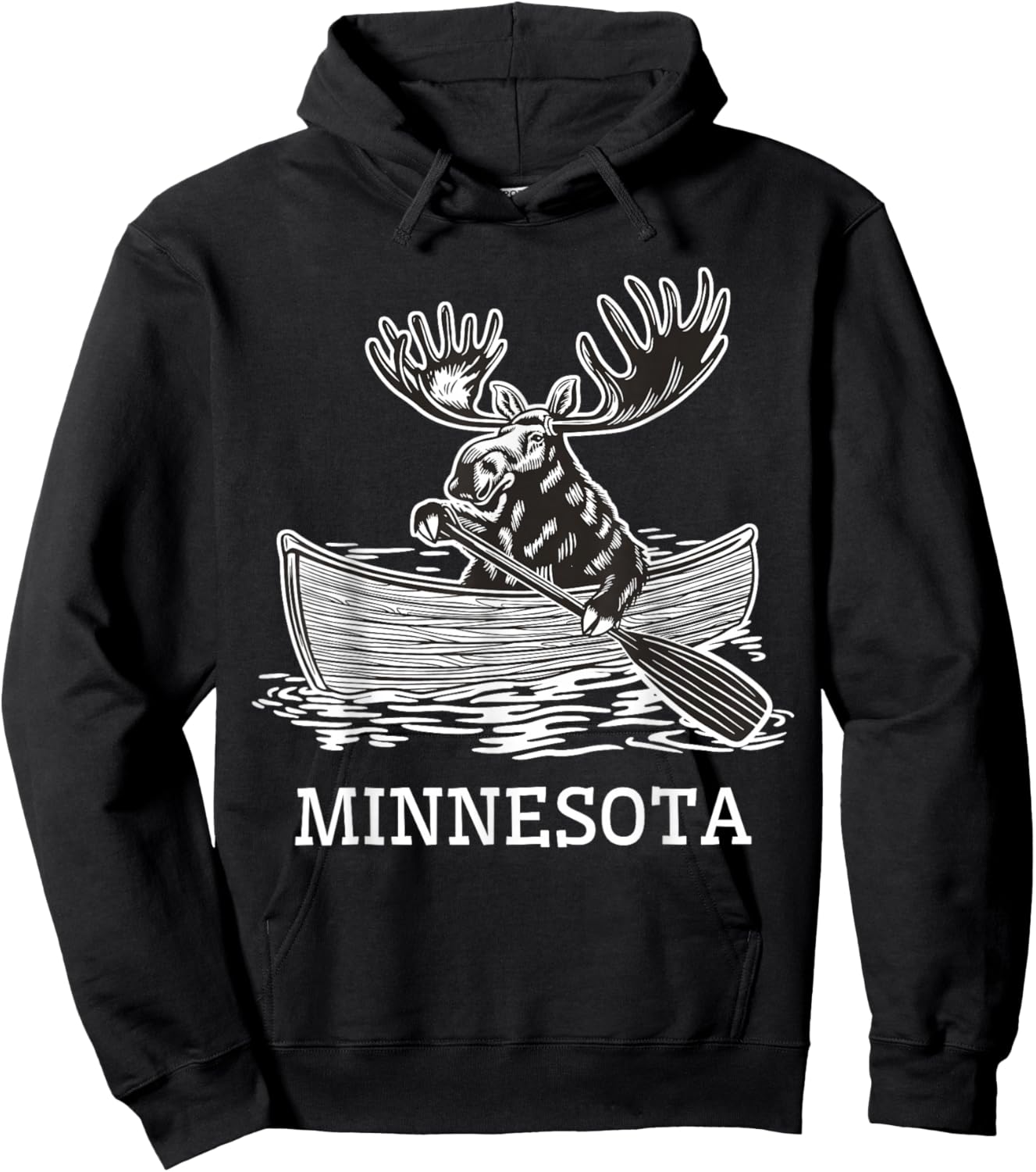 Winter Moose Minnesota North Shore MN Wildlife Hoodie - Hoodie | Black