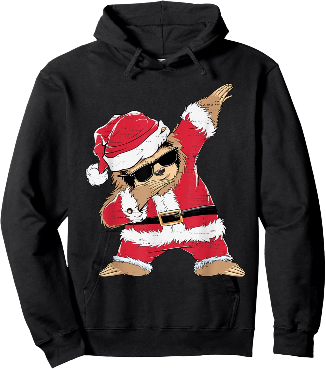 Dabbing Santa Sloth Merry Slothmas Christmas Kids Pajama Hoodie - Hoodie | Black