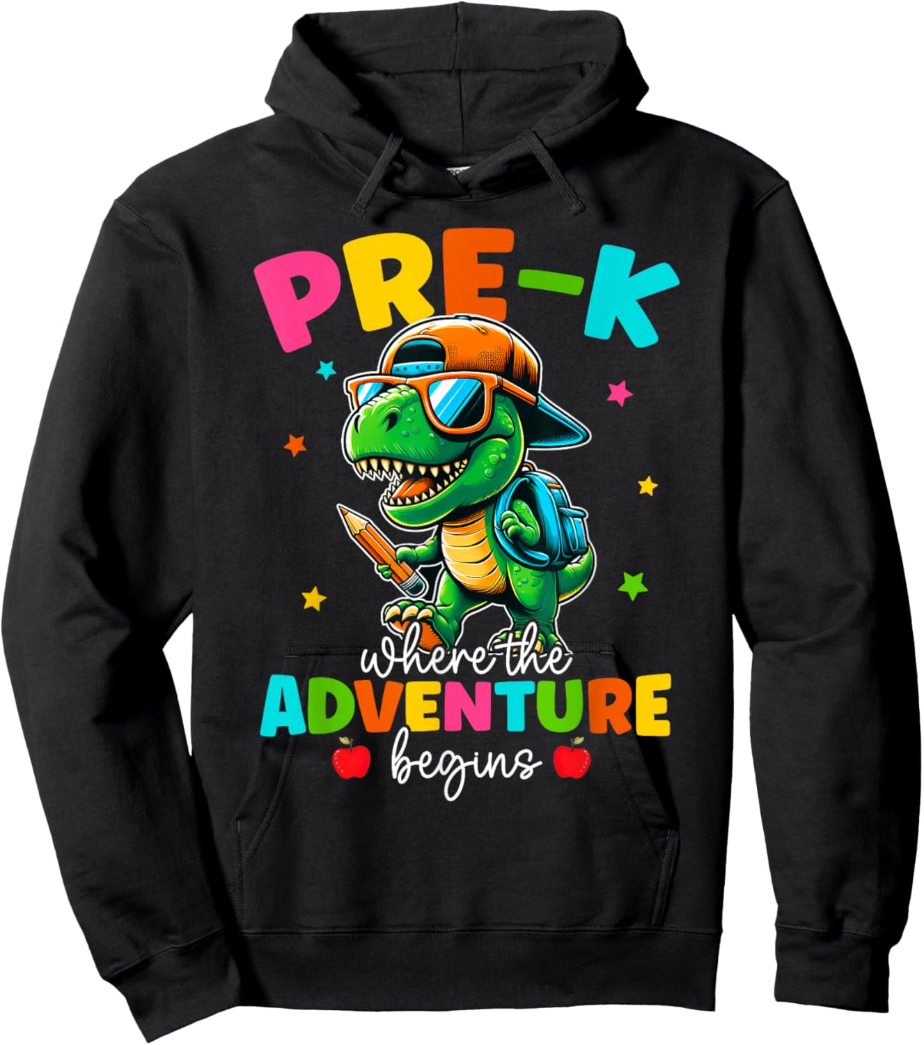 Pre-K Where The Adventure Begins Dinosaur Back To School Hoodie - Hoodie | Black