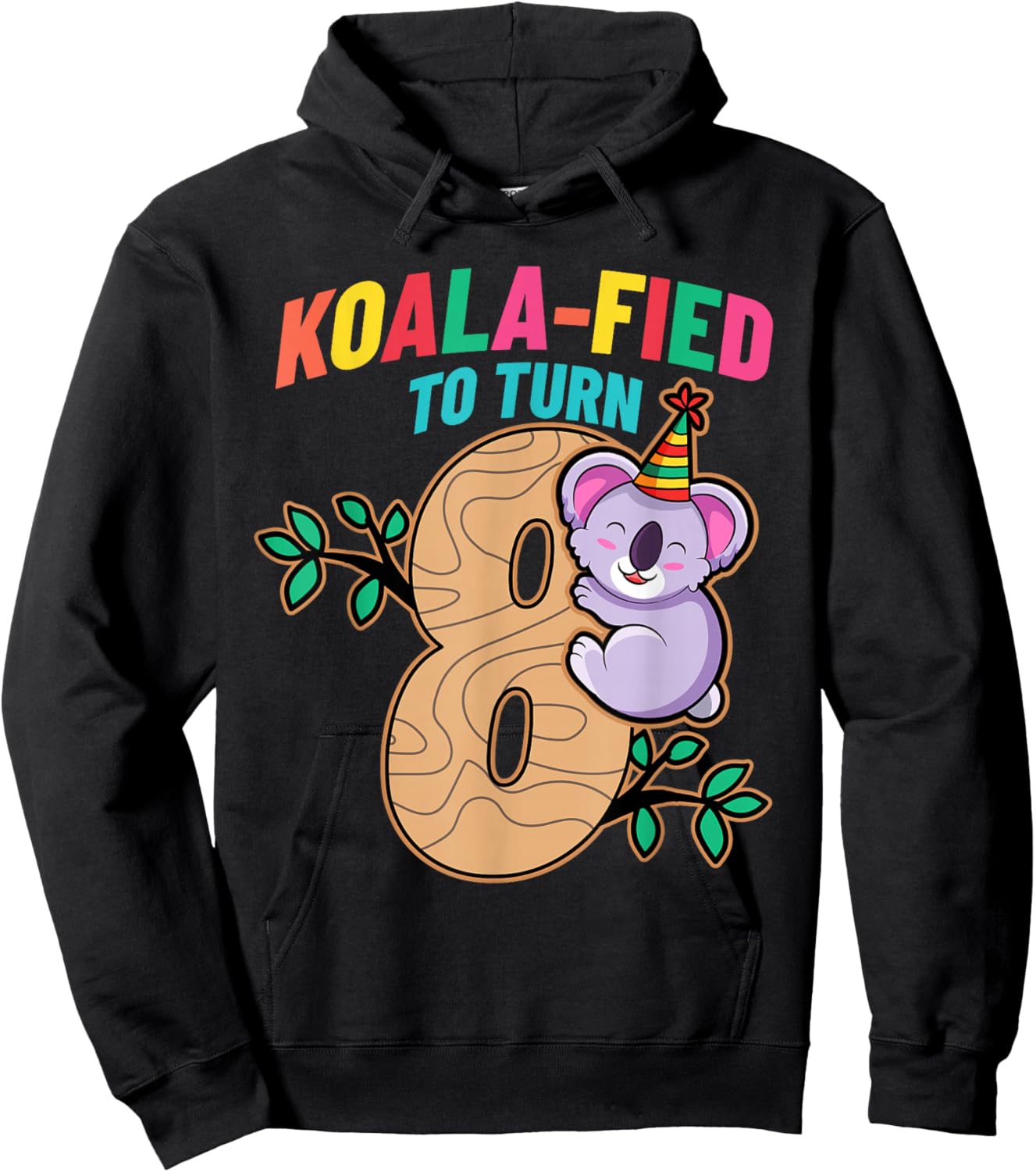 Koalafied To Turn 8 Koala Bear 8th Birthday Party Eight Cute Hoodie - Hoodie | Black