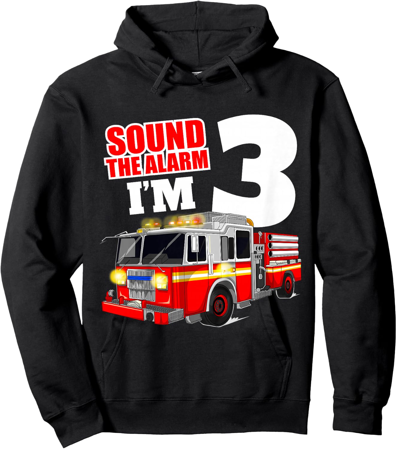 Fire Truck 3rd Birthday Boy Toddler Firefighter Hoodie - Hoodie | Black