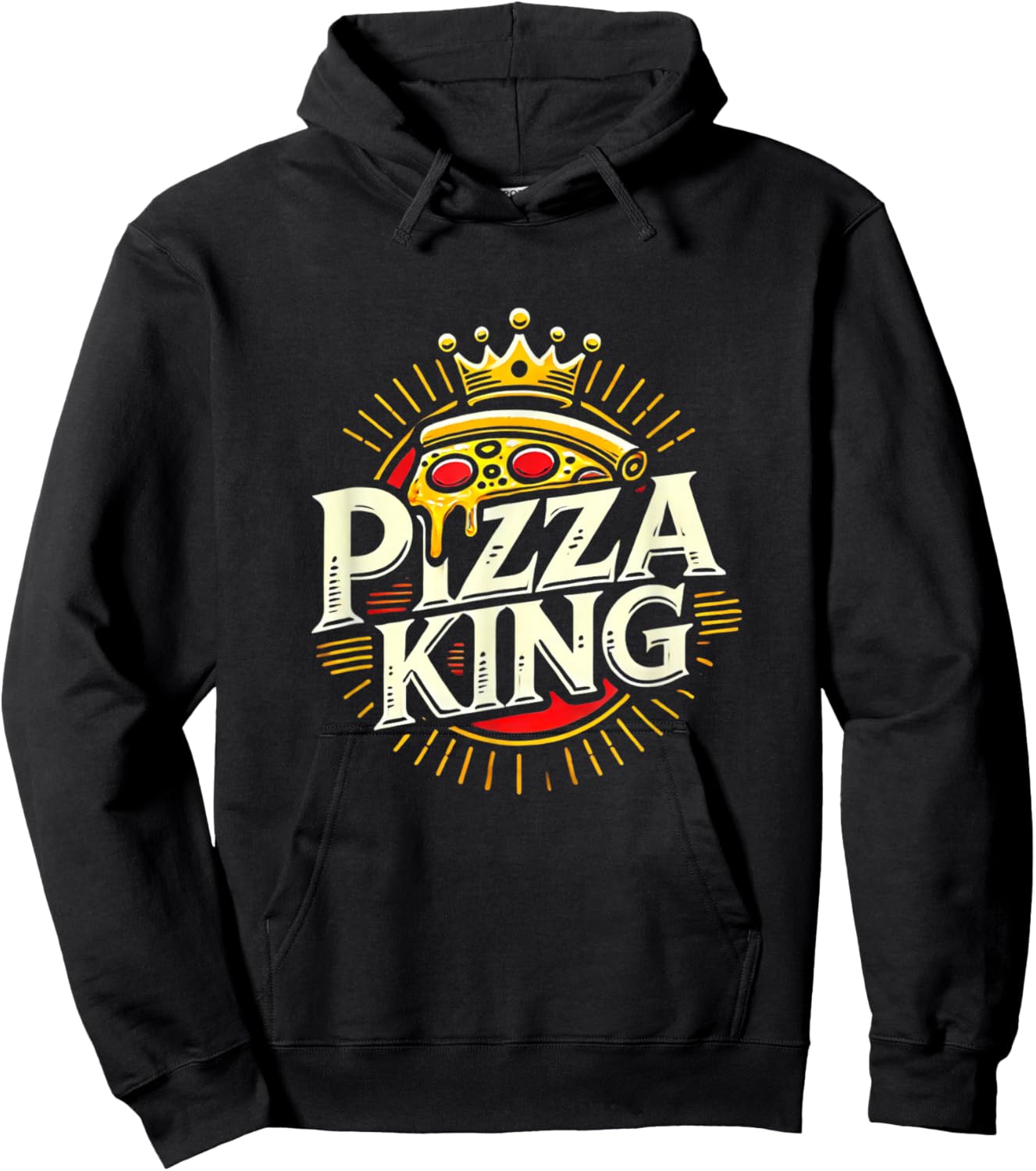 Funny Pizza Lover Foodie Pizza Men Pun Pizza King Hoodie - Hoodie | Black