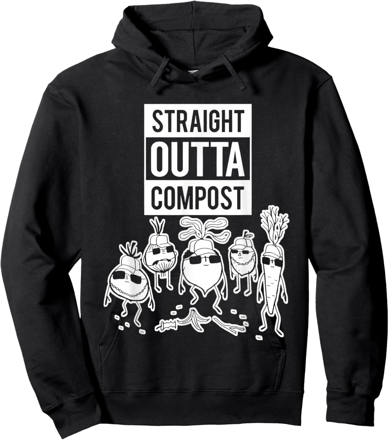 Straight Outta Compost Funny Women Hoodie - Hoodie | Black