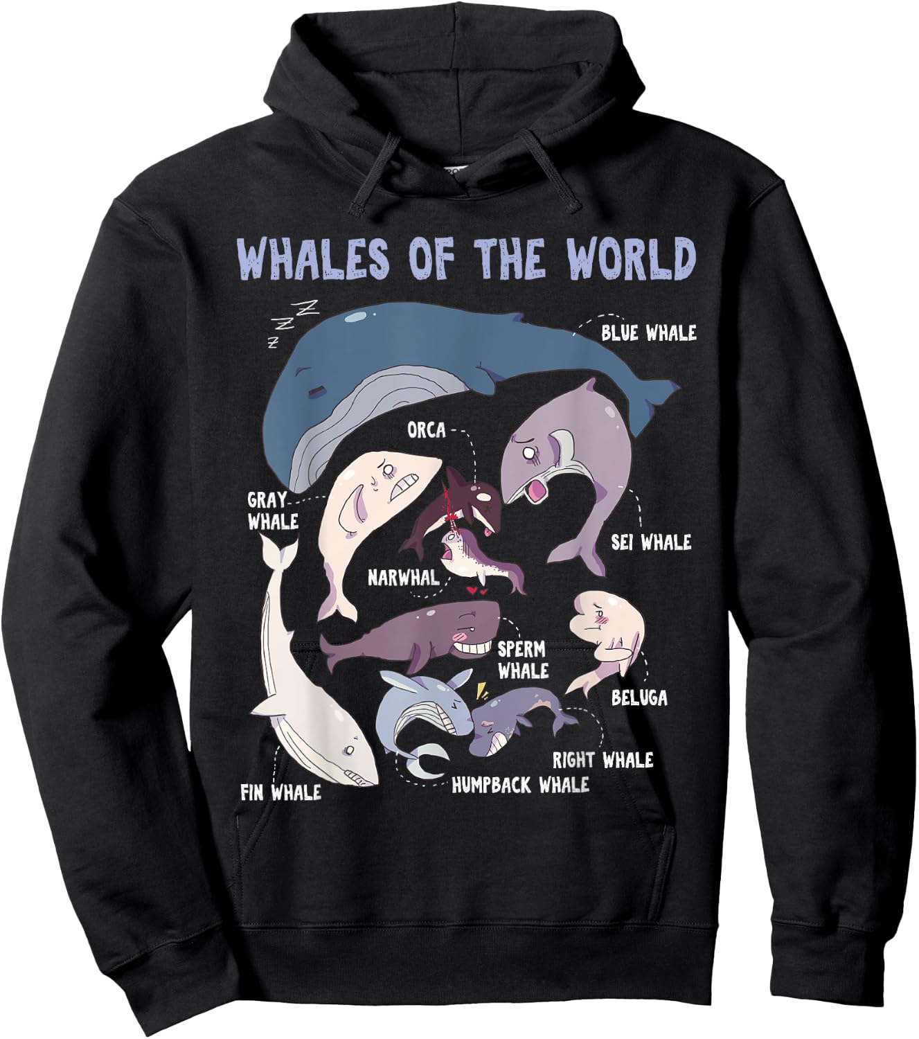 Whales Of The World Educational Ocean Mammals Guide Hoodie - Hoodie | Black