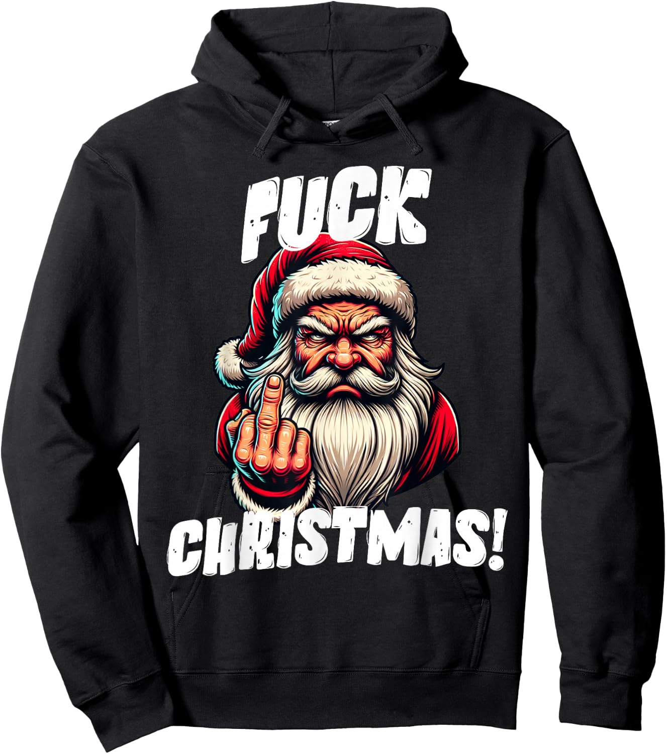 Fuck Christmas Grumpy Santa Claus Hoodie - Hoodie | Black