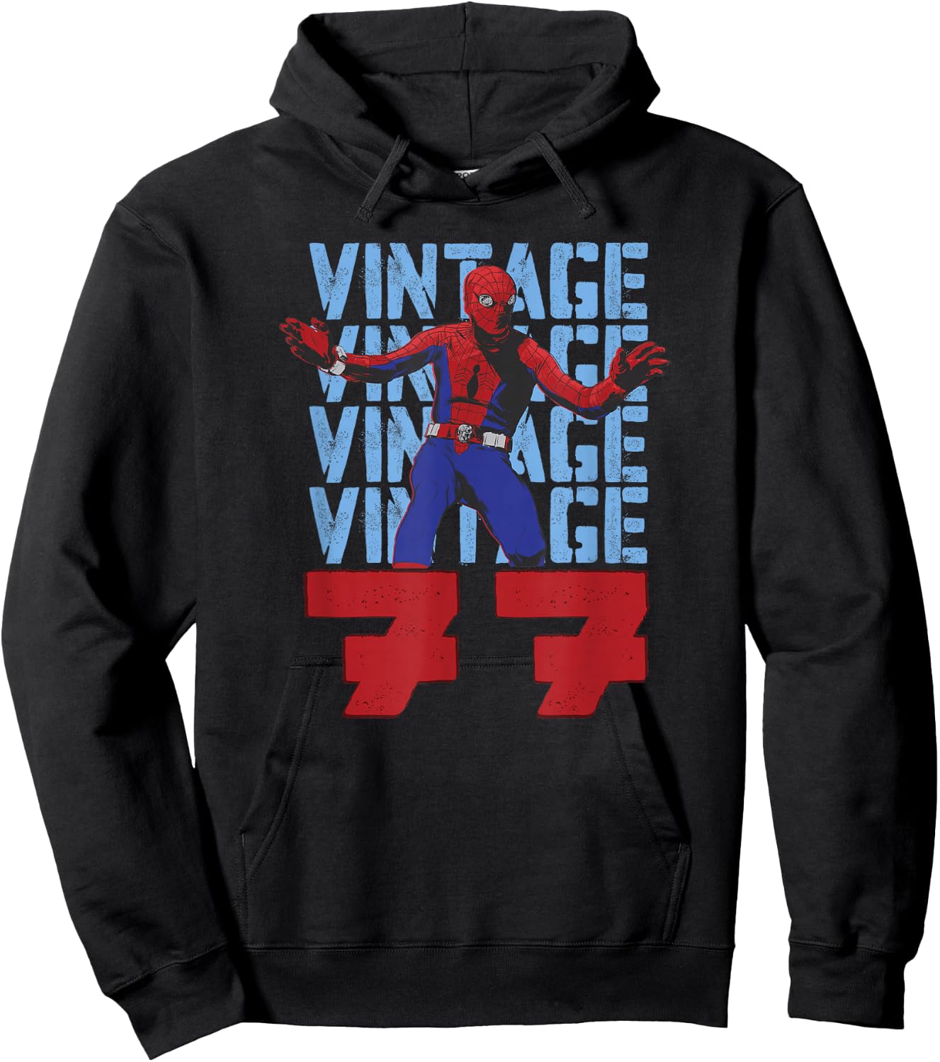 Marvel Spider-Man 60th Anniversary Vintage 77 Stack Hoodie - Hoodie | Black