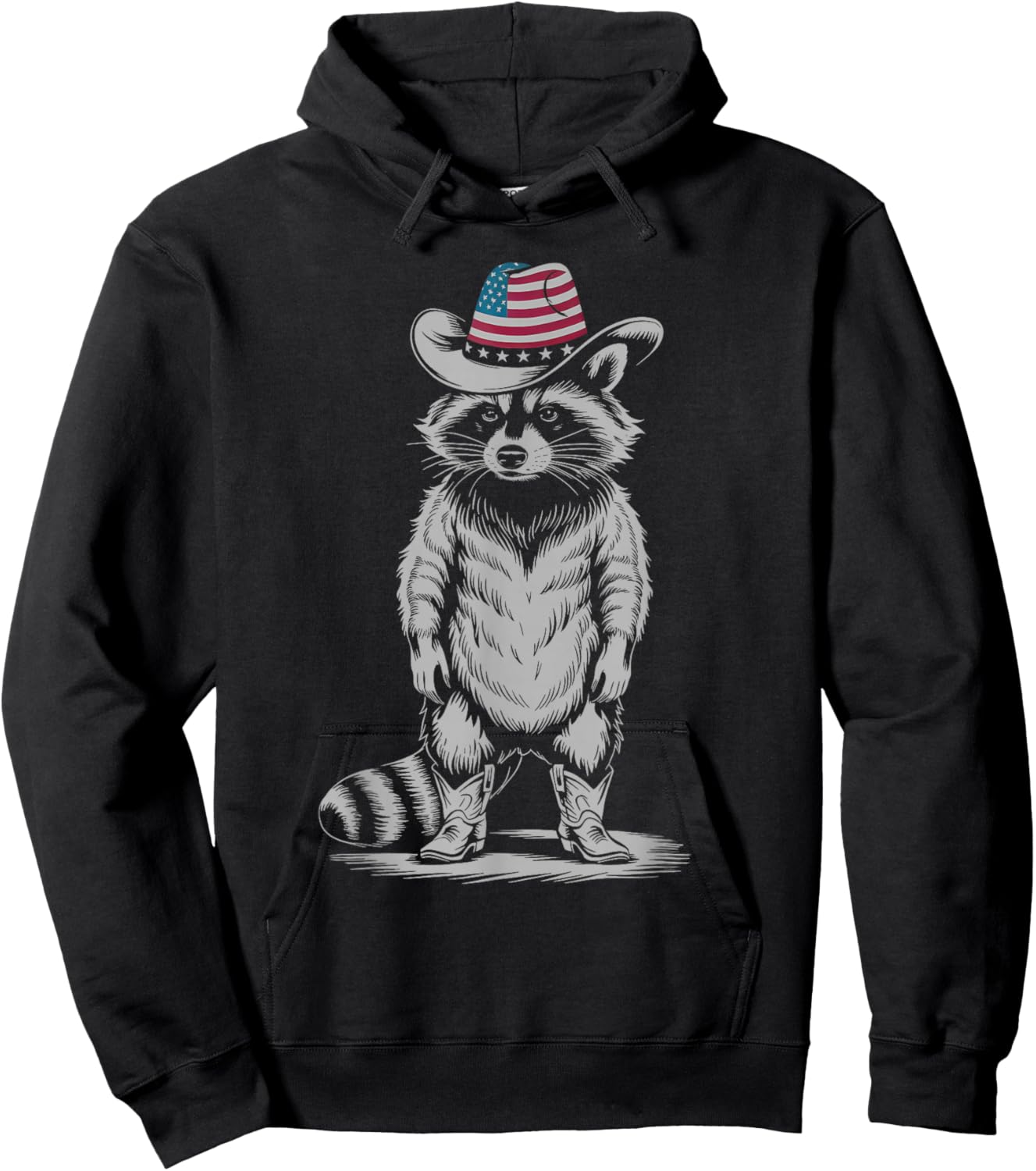 Vintage Racoon Trash Panda Cowboy Western Country Cowgirl Hoodie - Hoodie | Black