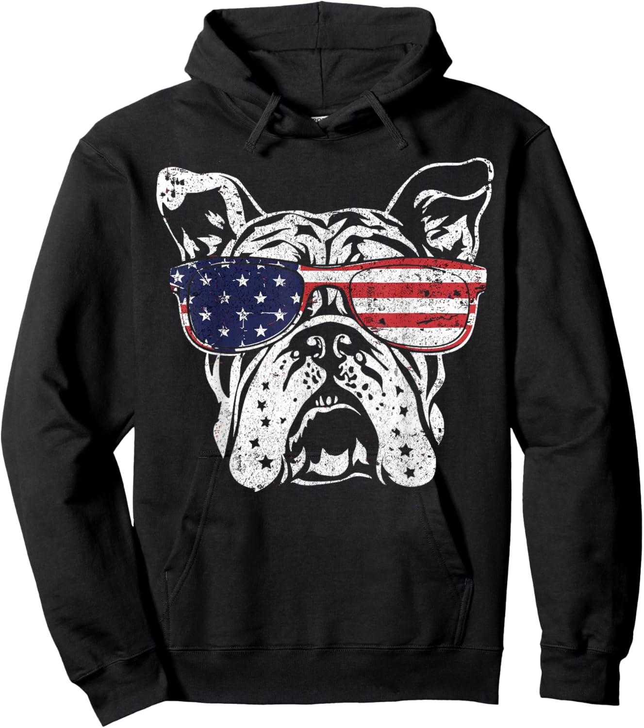 Patriotic Bulldog American Flag USA Pride Dog Lovers Dad Mom Women Men Hoodie - Hoodie | Black