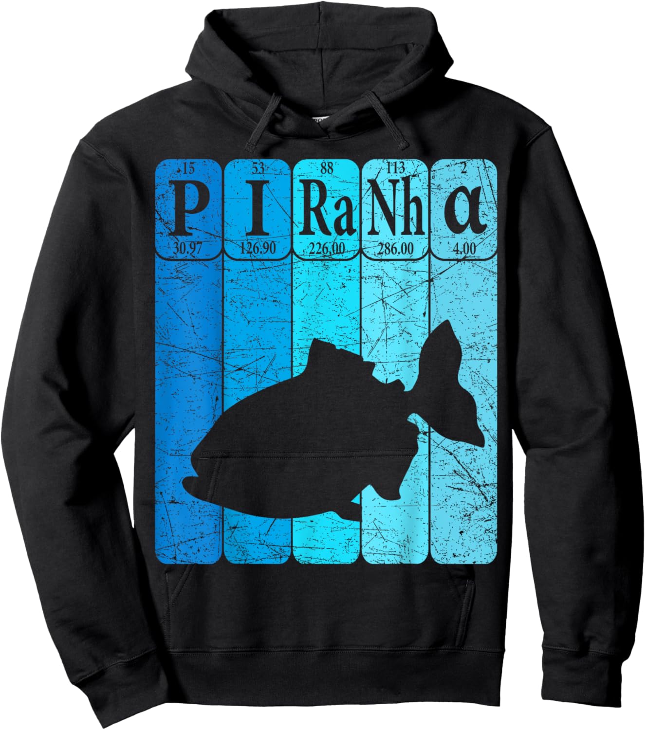 Piranha Periodic Table Elements Piranha Fish Retro Hoodie - Hoodie | Black