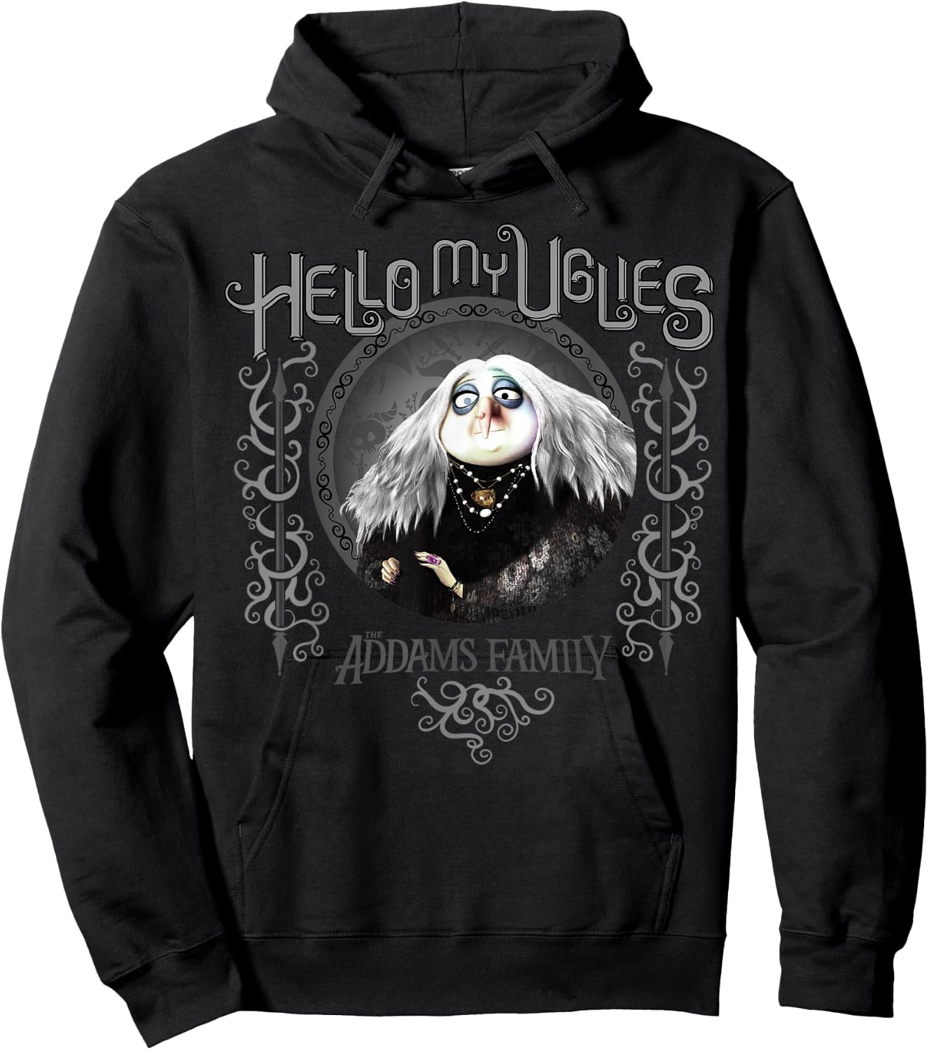 Addams Family Grandmama Hello My Uglies Portrait Hoodie - Hoodie | Black