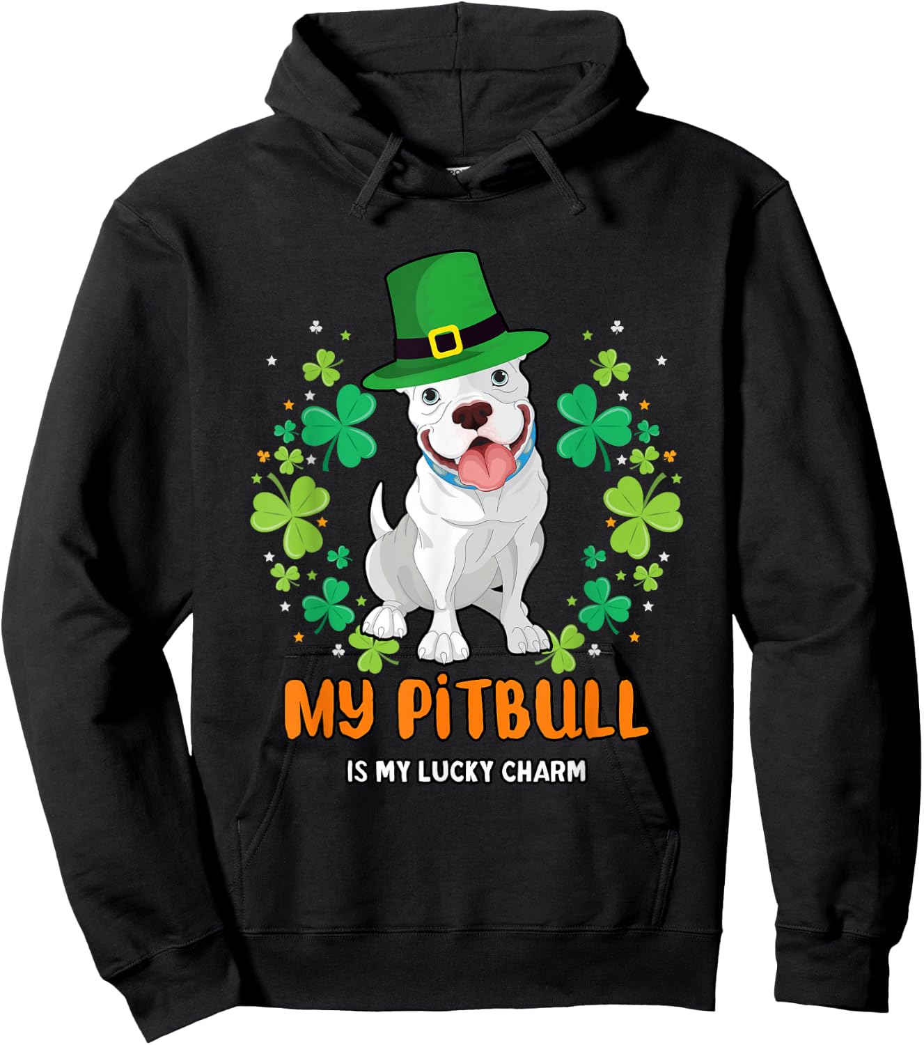 My Pitbull Is My Lucky Charm - Pitbull St Patrick's Day Hoodie - Hoodie | Black