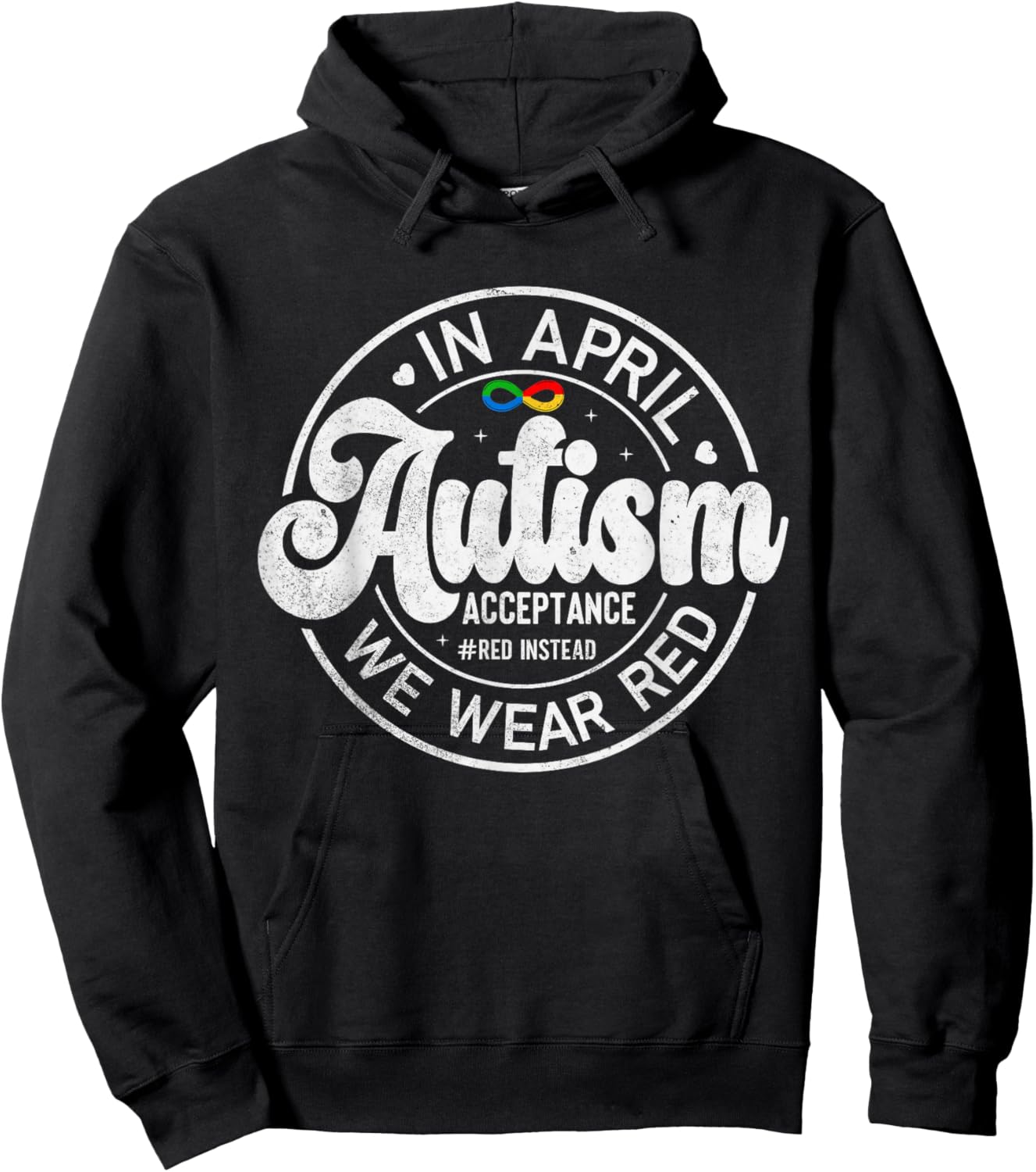 Red Instead Autism Awareness Acceptance Support Hoodie - Hoodie | Black